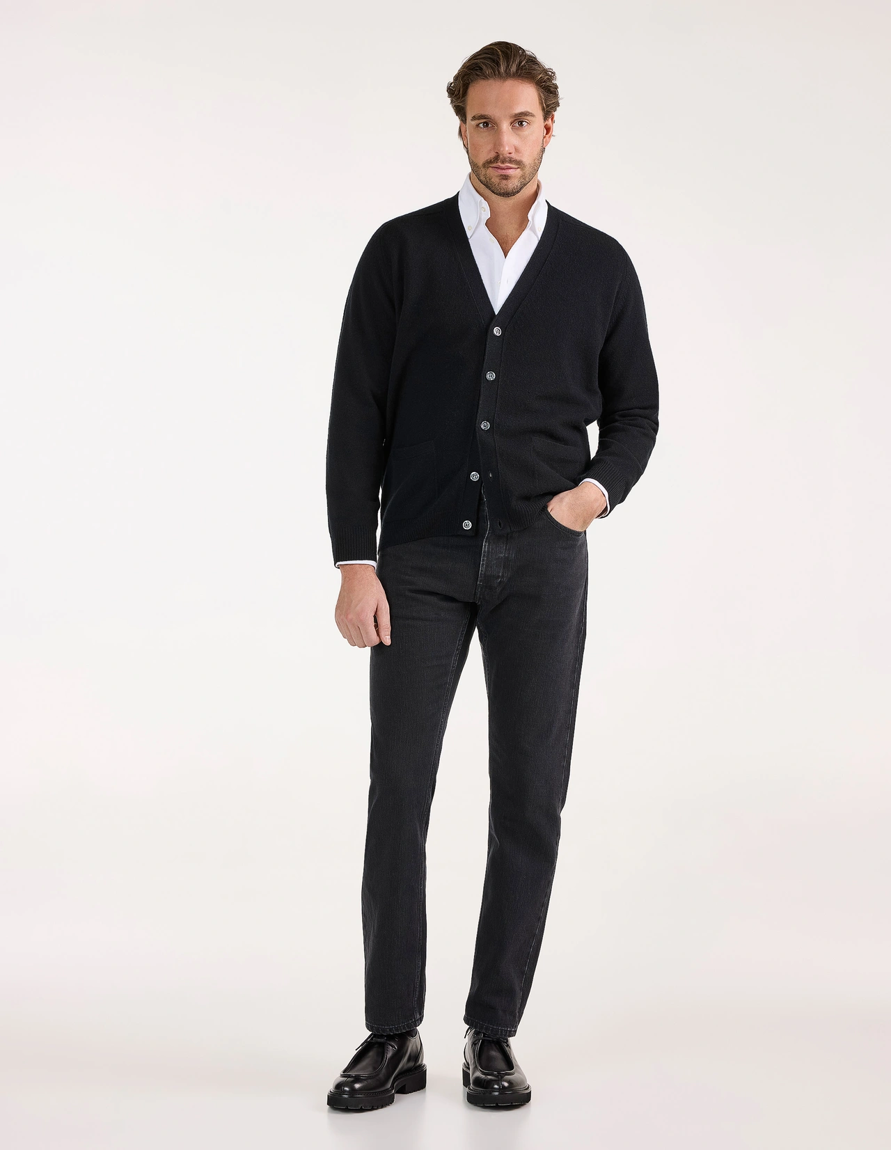 Cornwall Cardigan Lammull Svart