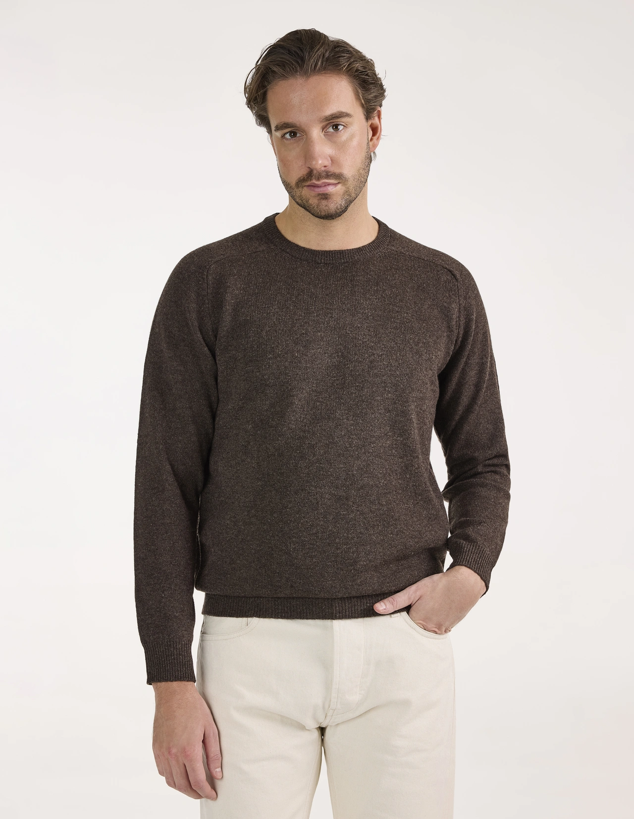 Lenzie Tröja Lammull Mörkbrun 58