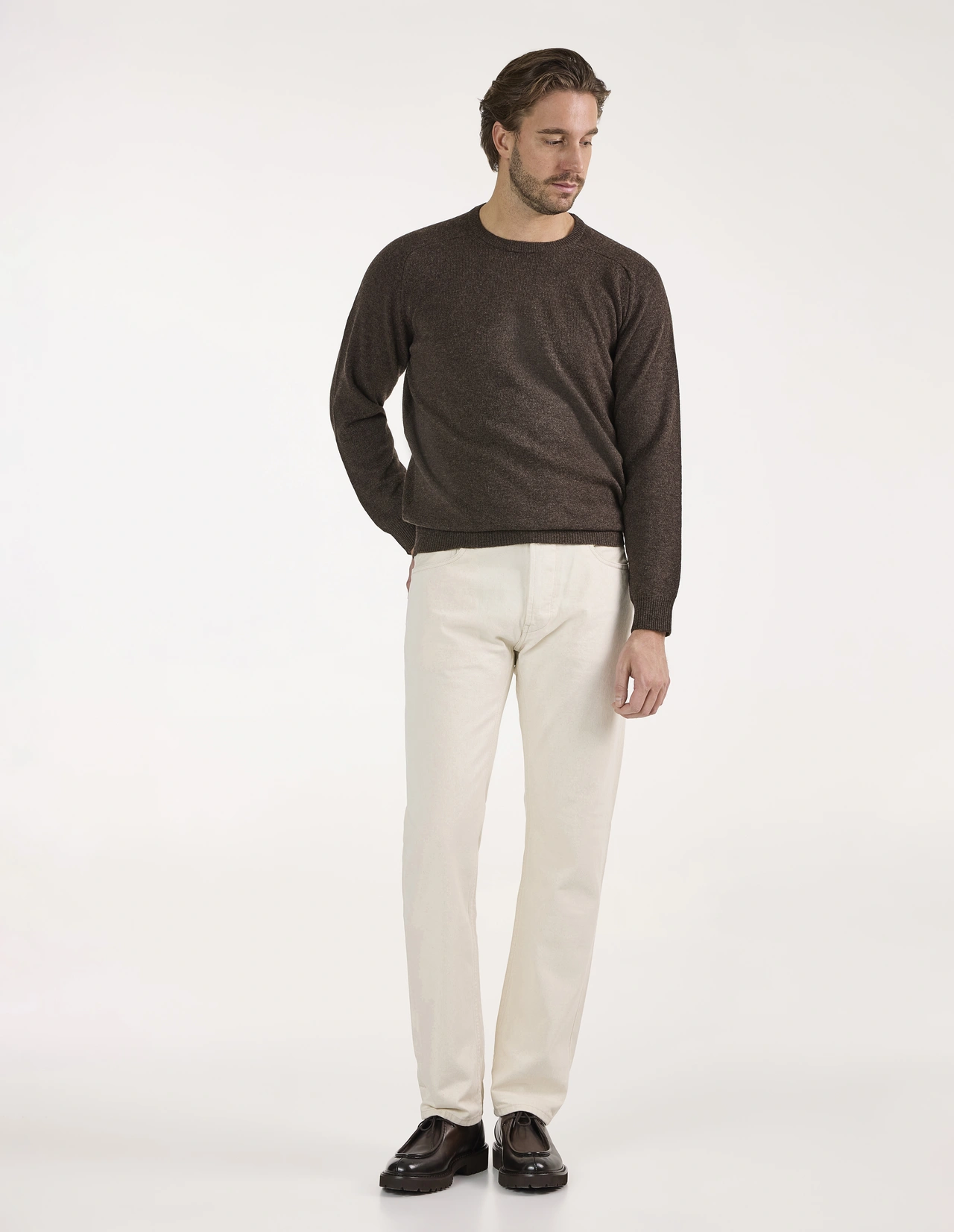 Lenzie Tröja Lammull Mörkbrun 58