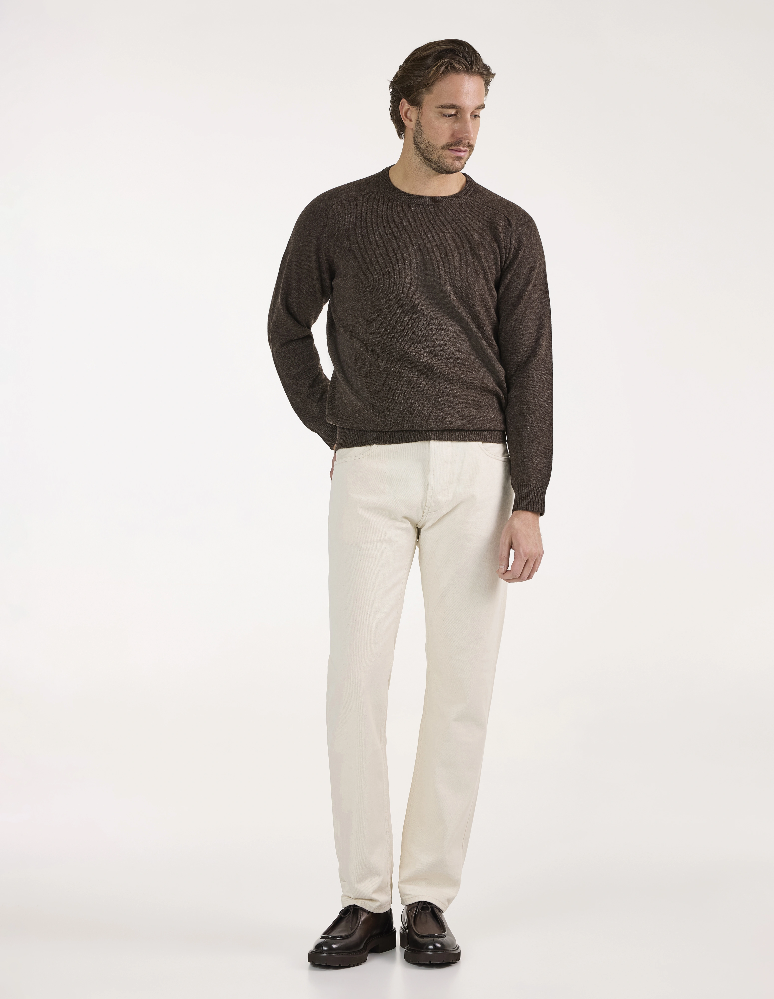 Lenzie Tröja Lammull Mörkbrun