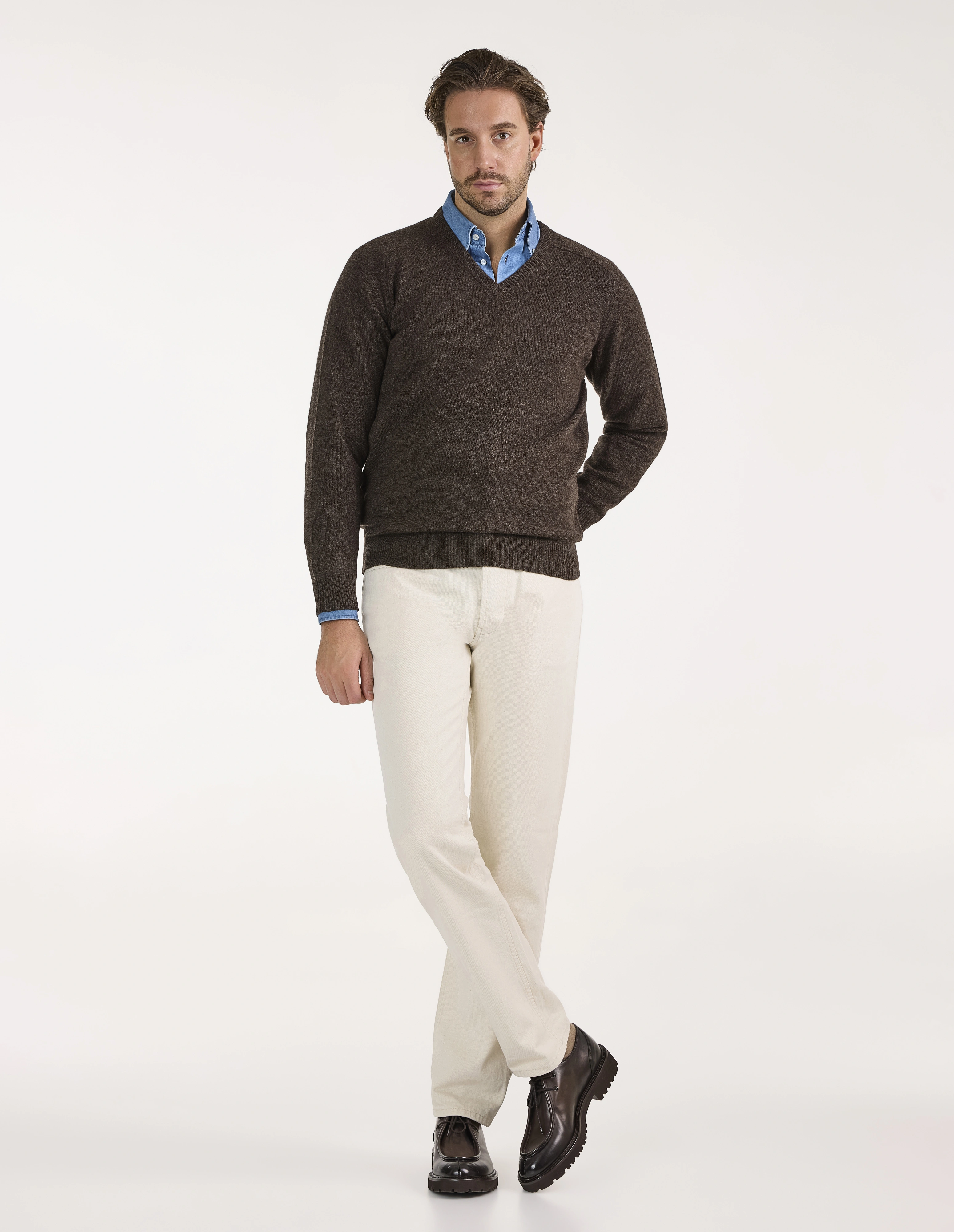 Kilsyth Tröja Lammull Mörkbrun