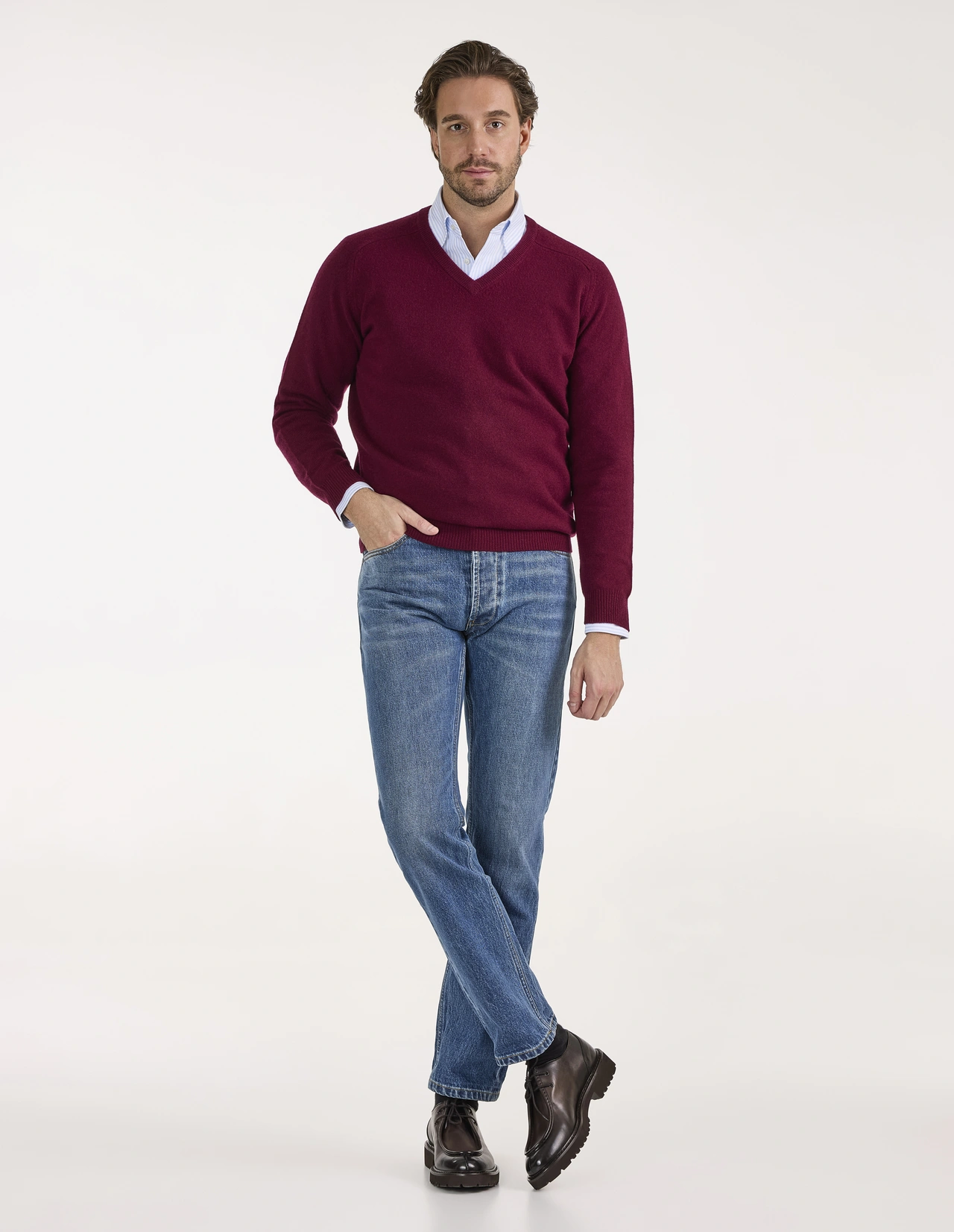 Kilsyth Tröja Lammull Vinröd 46