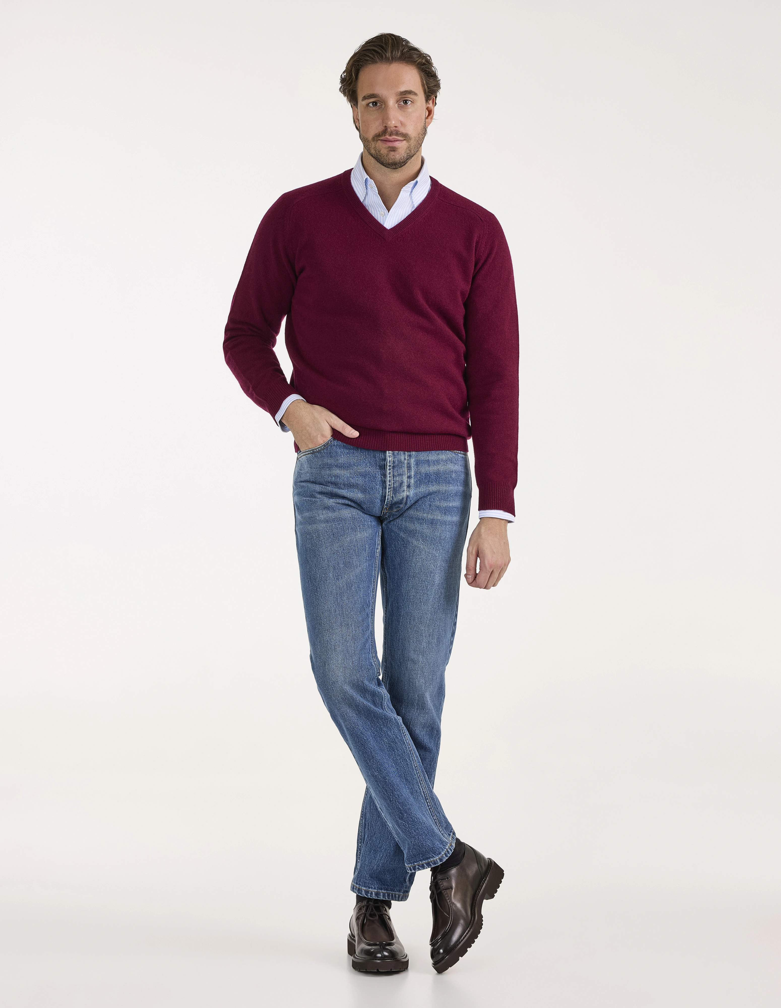 Kilsyth Tröja Lammull Vinröd