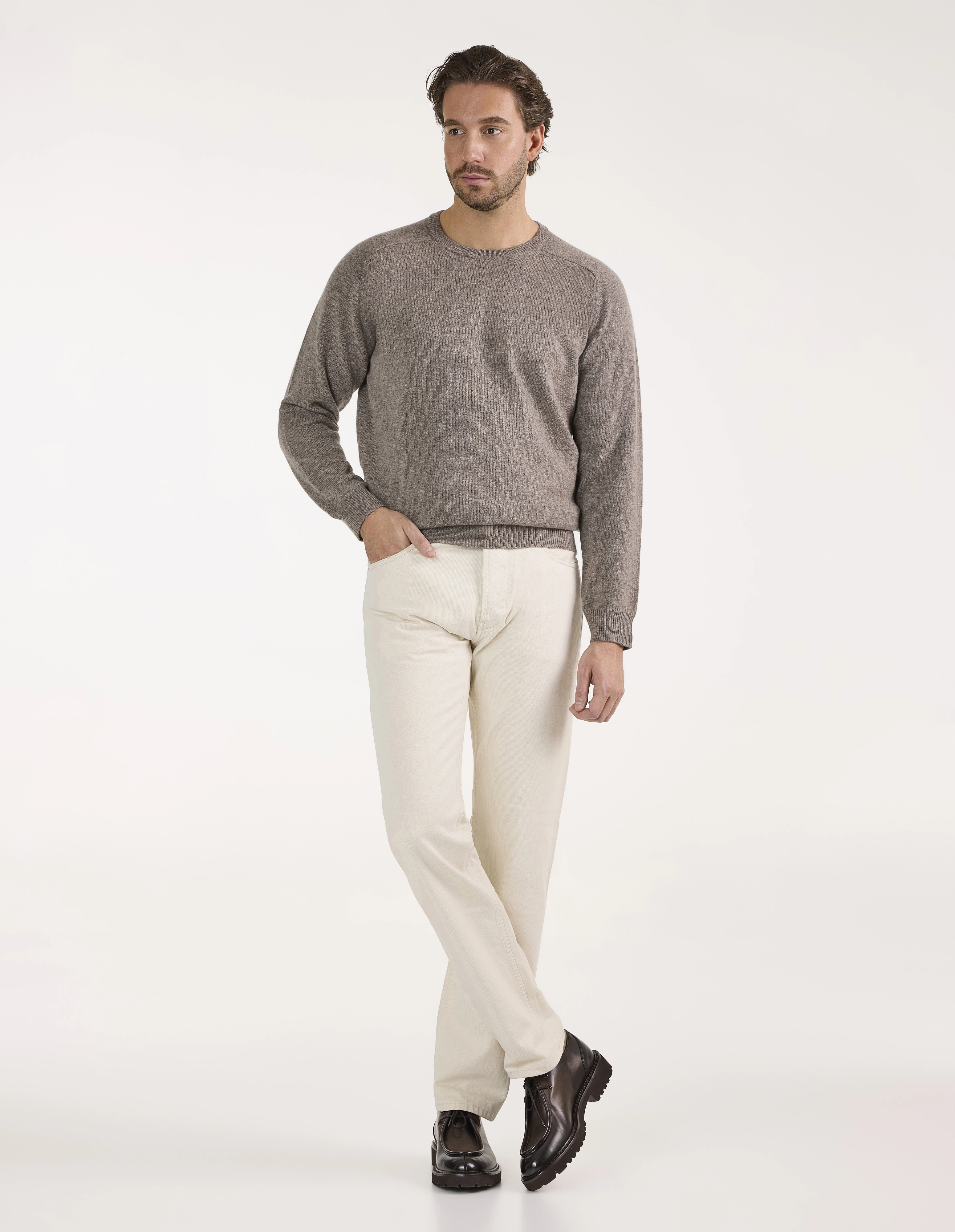 Lenzie Tröja Lammull Gråbeige