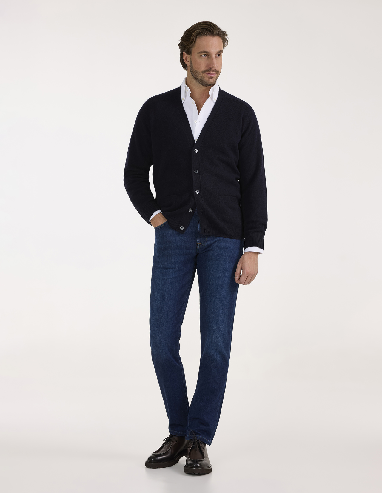 Cornwall Cardigan Lammull Navy 58