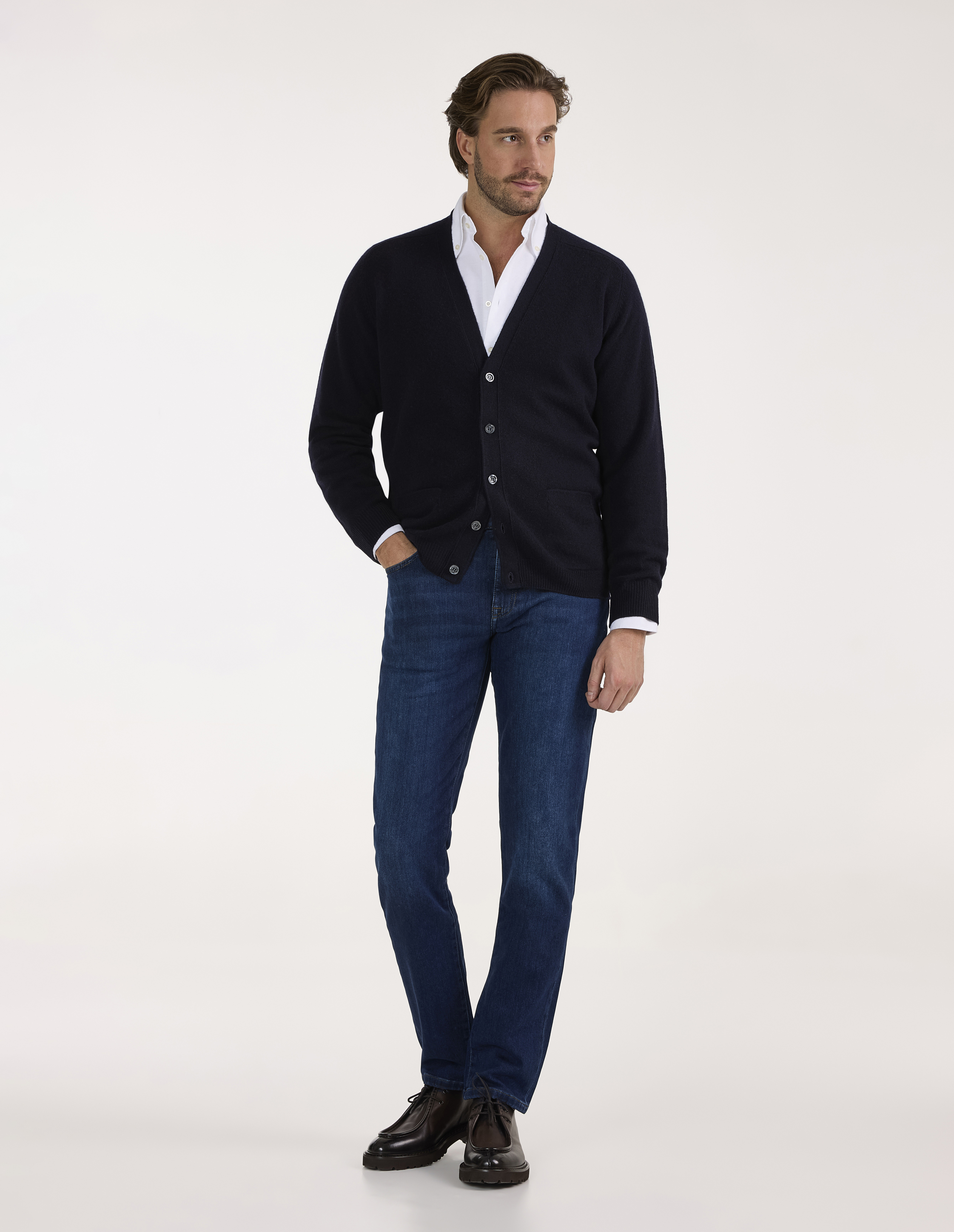 Cornwall Cardigan Lammull Navy