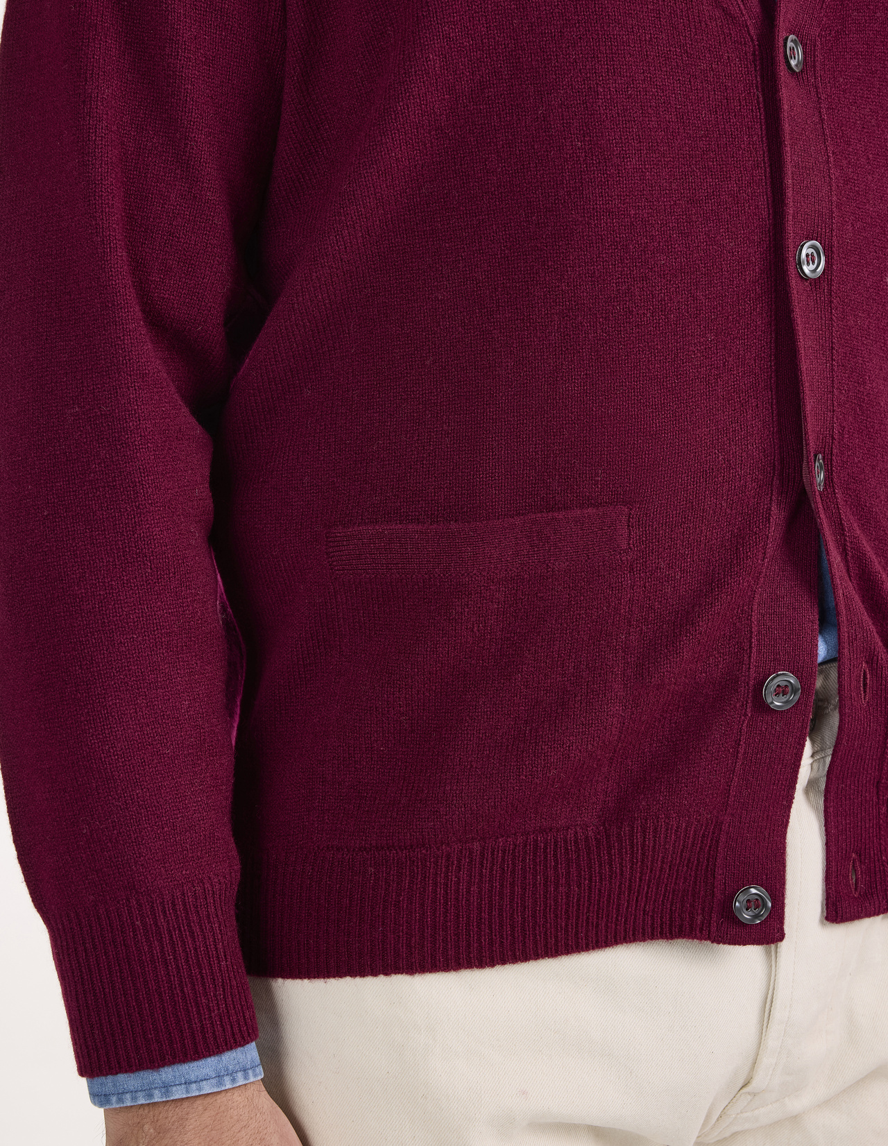 Cornwall Cardigan Lammull Vinröd 48
