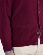 Cornwall Cardigan Lammull Vinröd 48