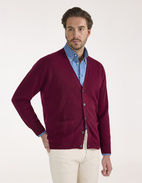 Cornwall Cardigan Lammull Vinröd 48