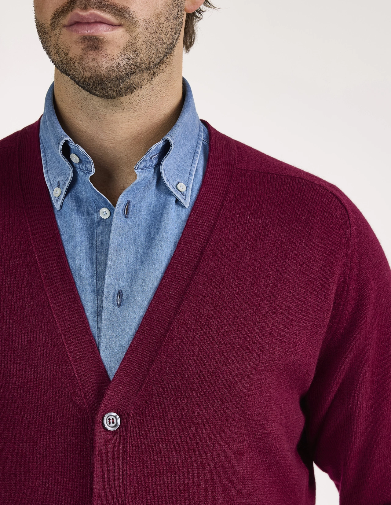 Cornwall Cardigan Lammull Vinröd 58