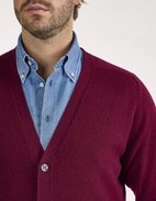 Cornwall Cardigan Lammull Vinröd 58