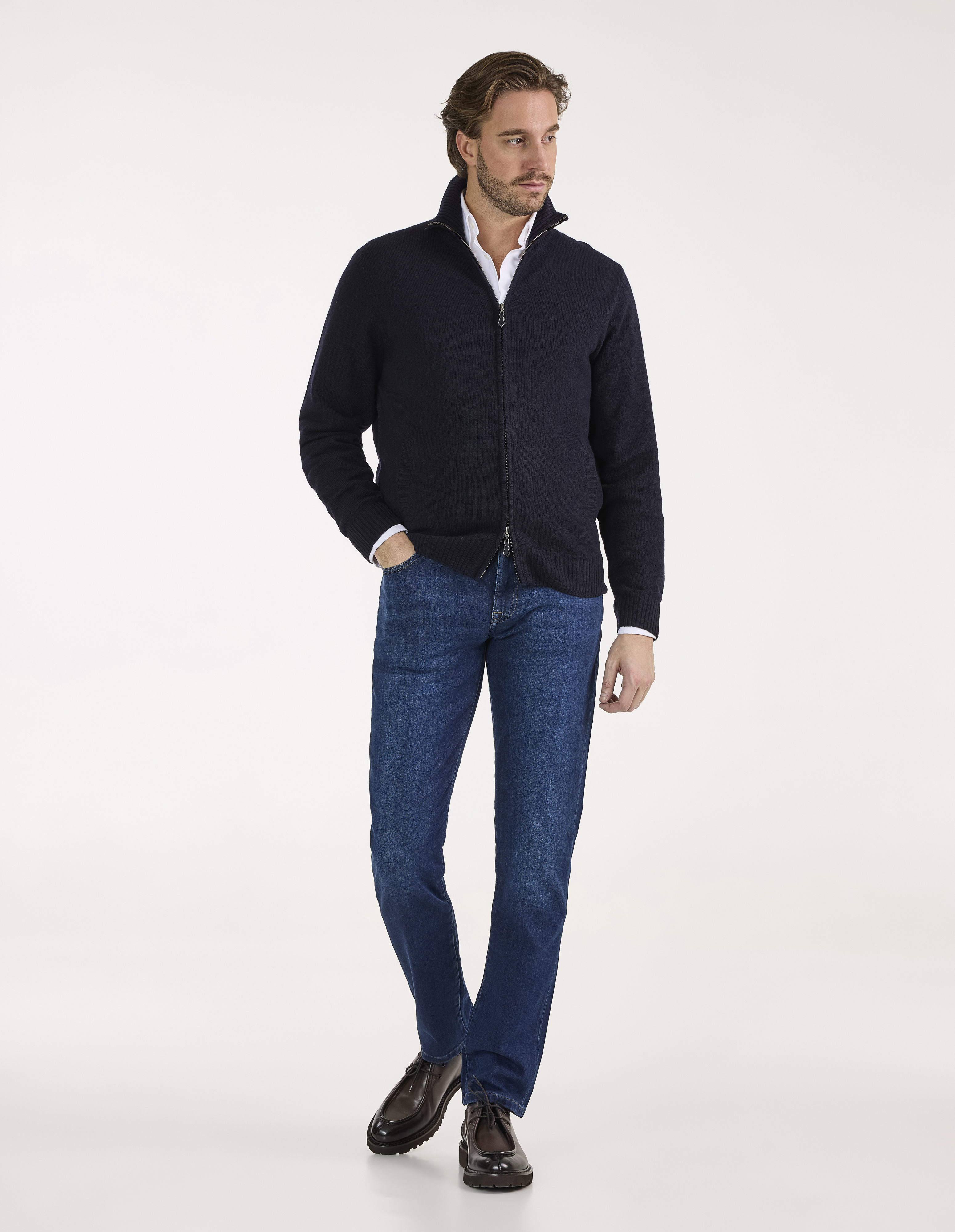 Ballater Cardigan Lammull Navy