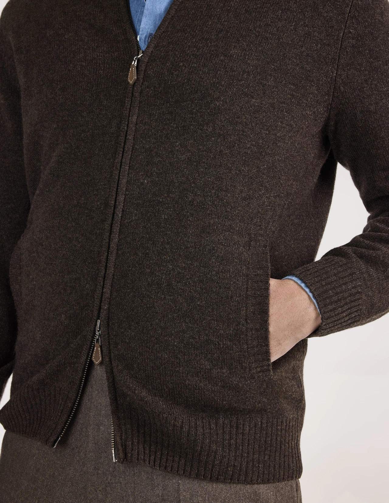 Ballater Cardigan Lammull Mörkbrun