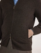 Ballater Cardigan Lammull Mörkbrun