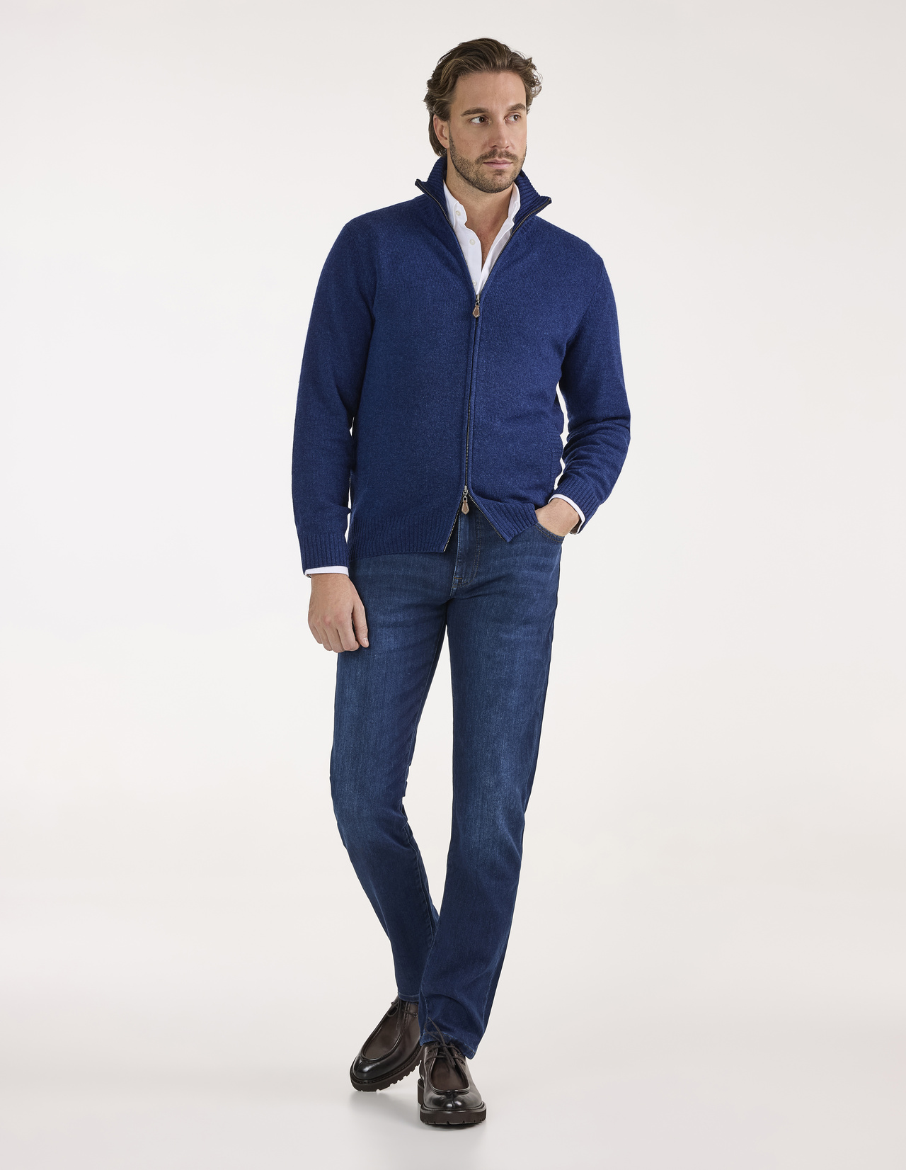 Ballater Cardigan Lammull Mörkblå 56