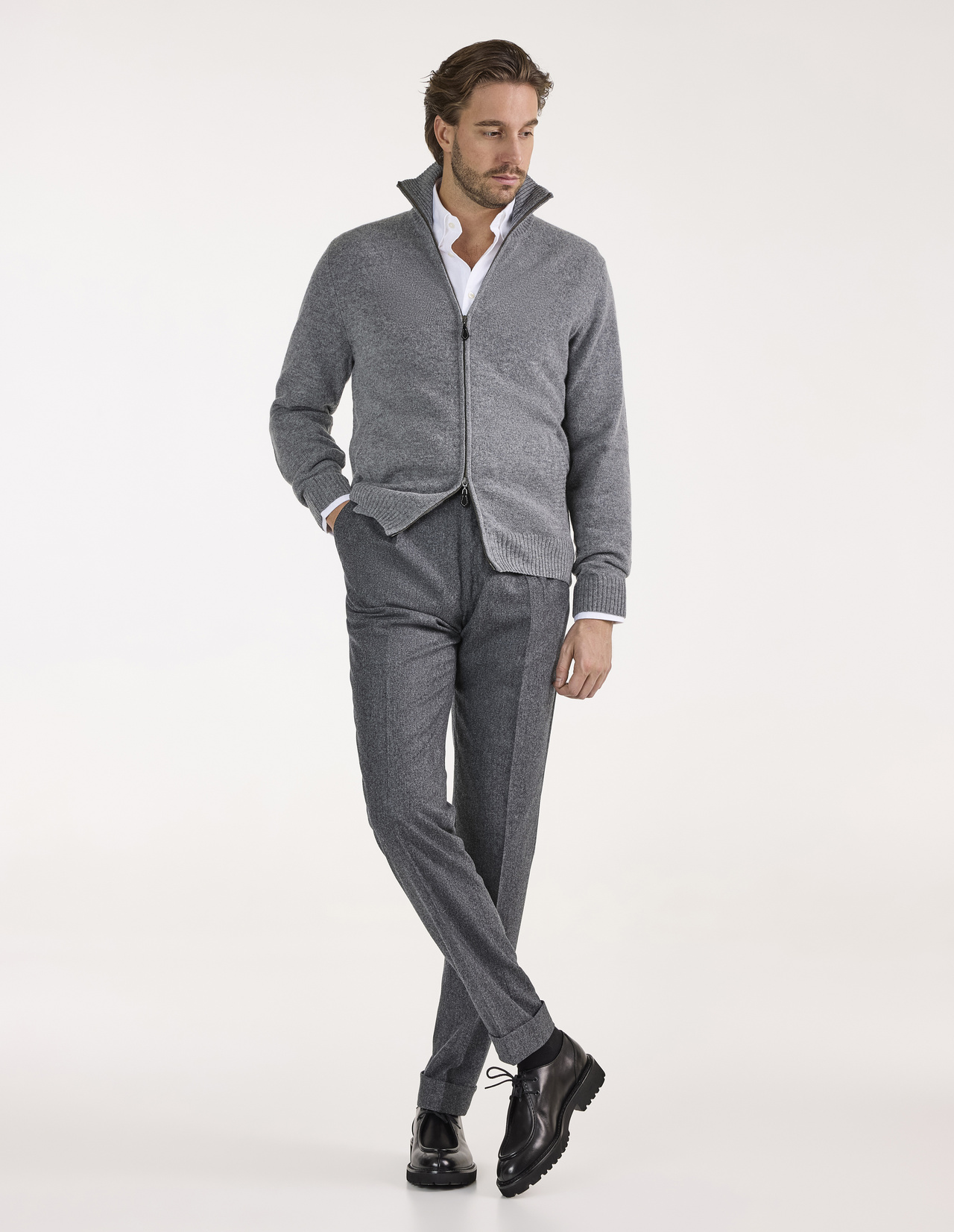 Ballater Cardigan Lammull Gråbeige