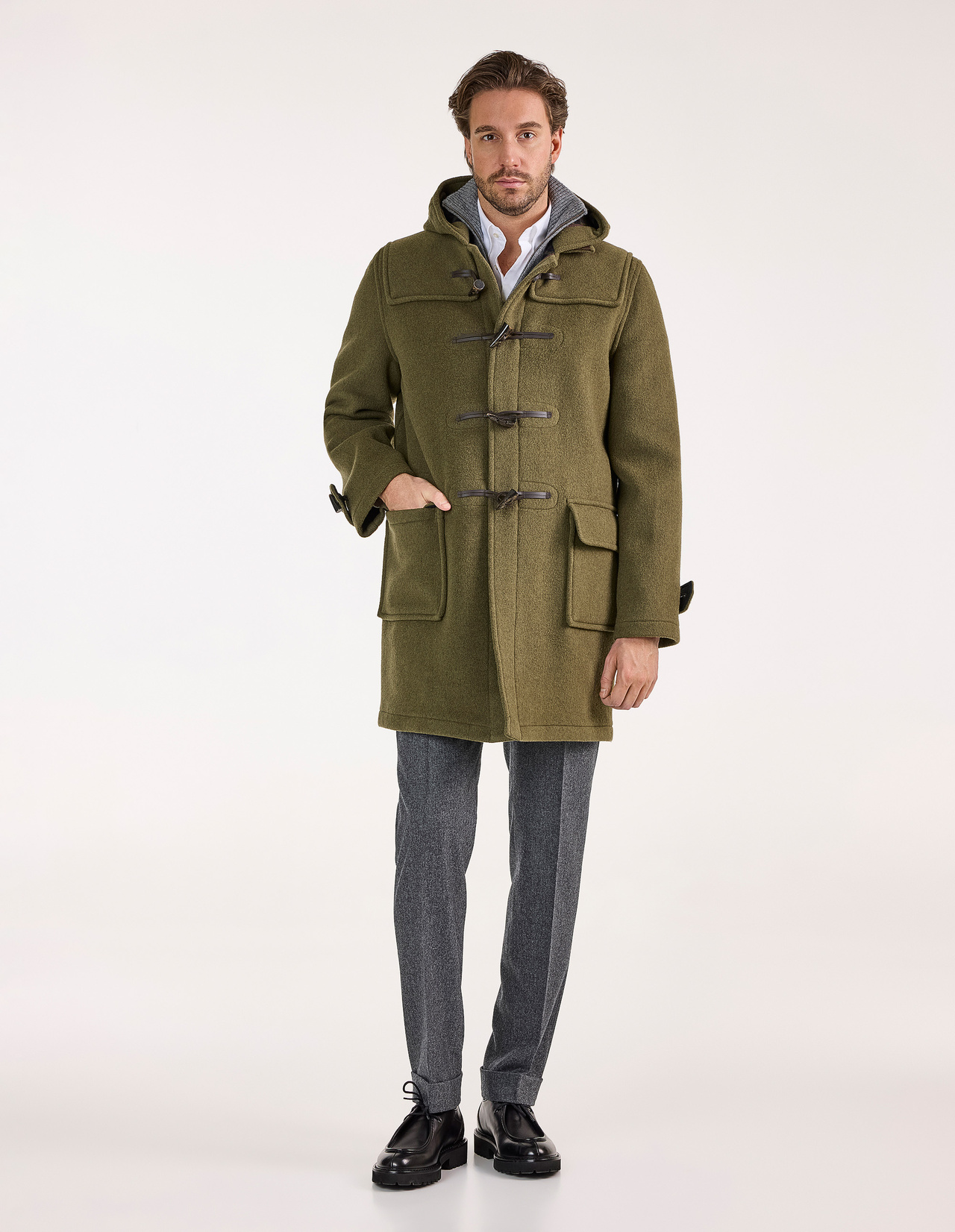 Morris Duffle Coat Loden Check Stl L