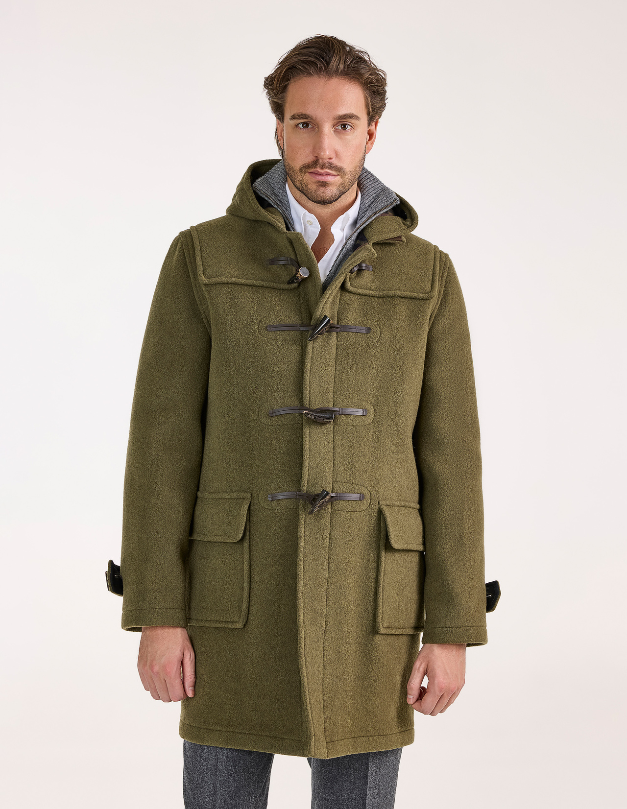 Morris Duffle Coat Loden Check Stl L