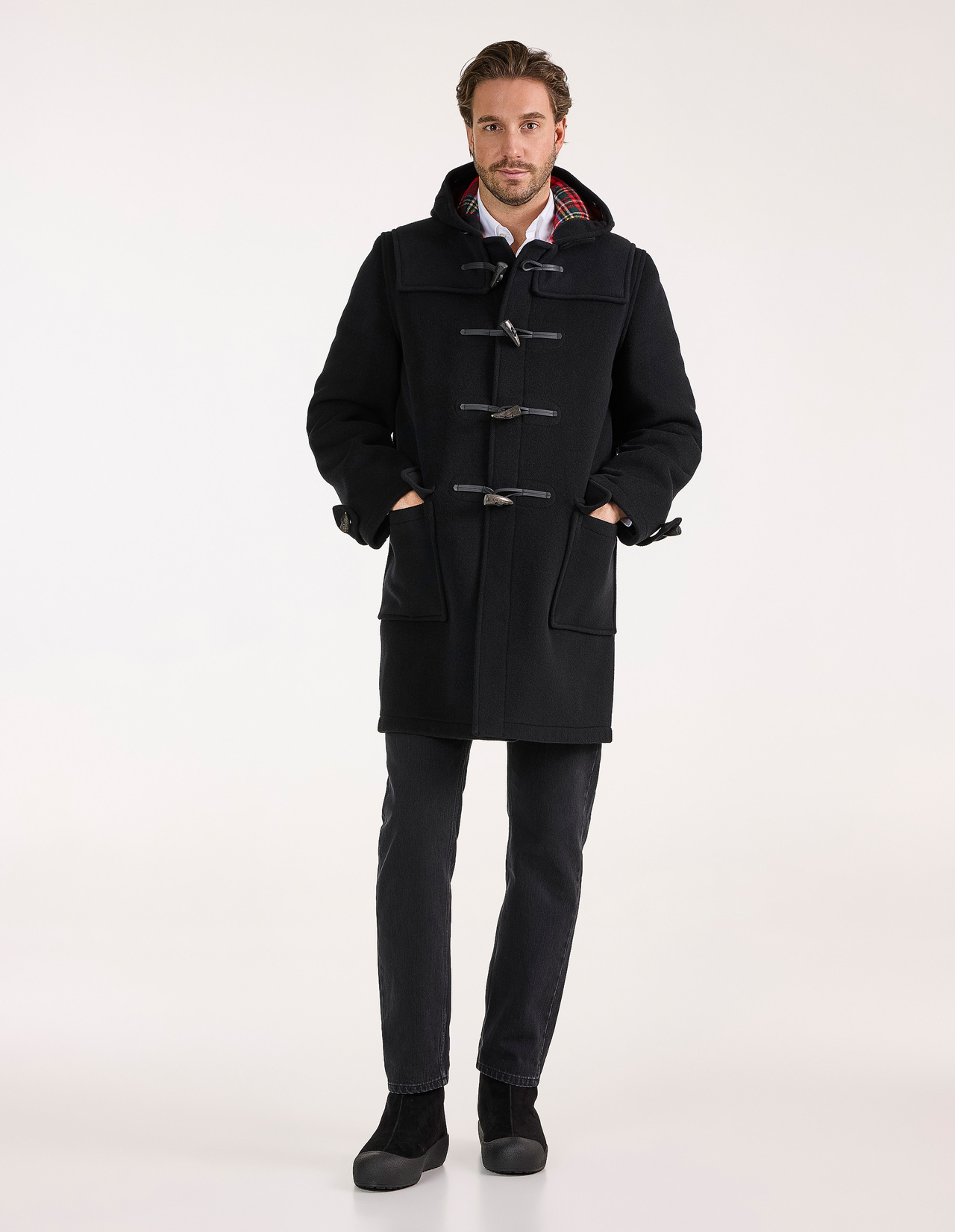 Morris Duffle Coat Black Stewart Stl L