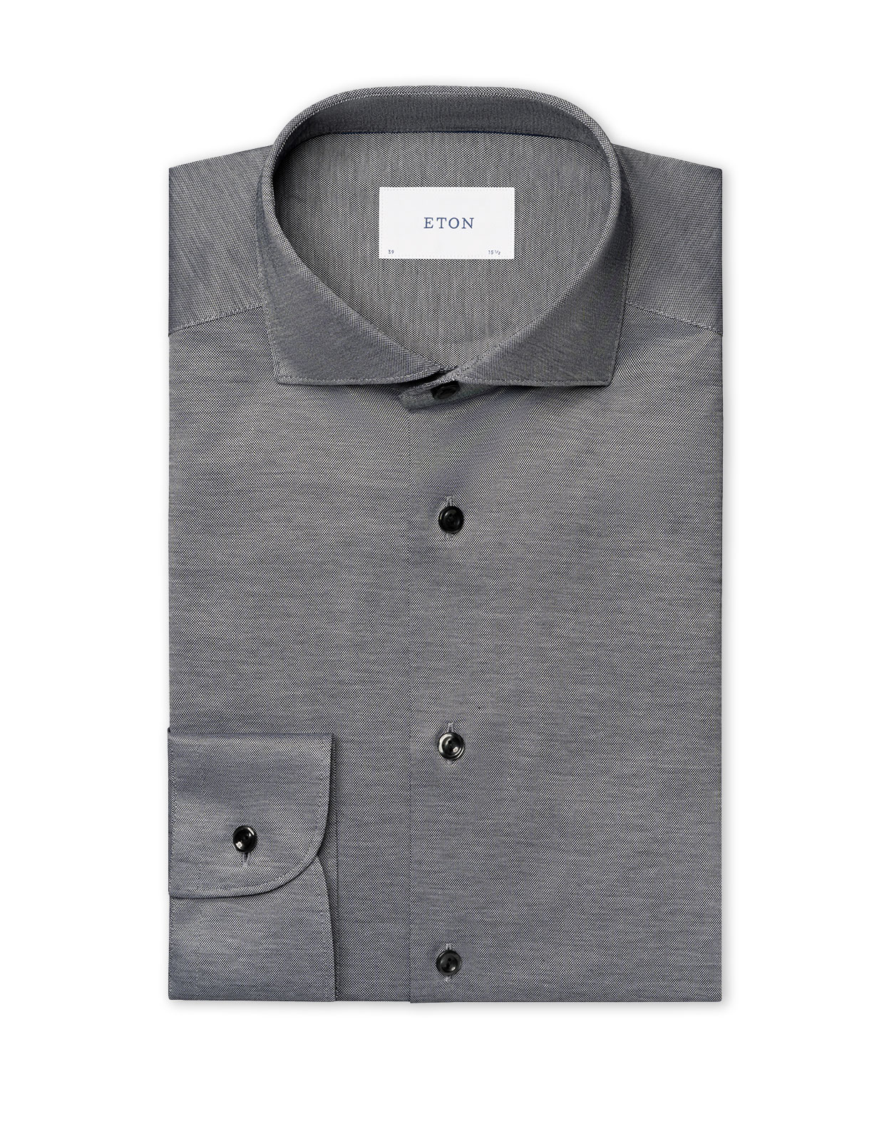 Slim Fit Skjorta Filo di Scozia Oxford Svart