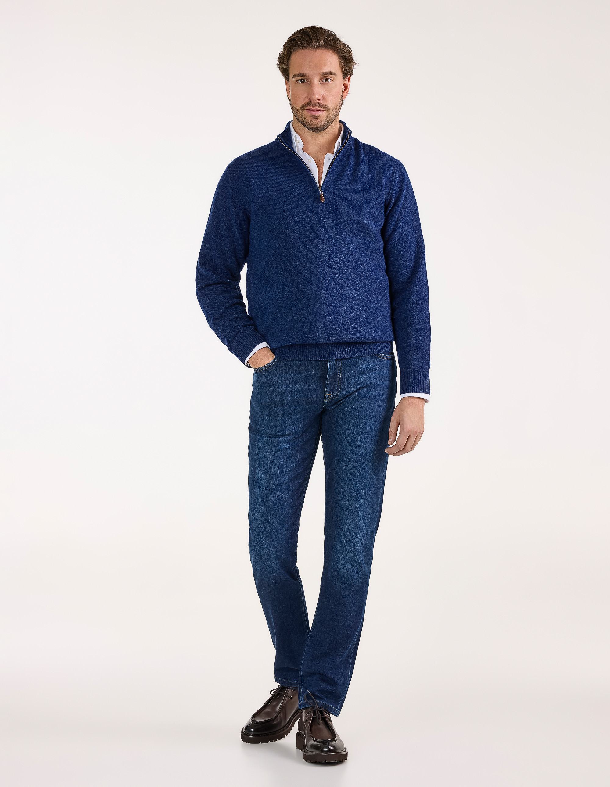 Sutherland Half Zip Lammull Mörkblå