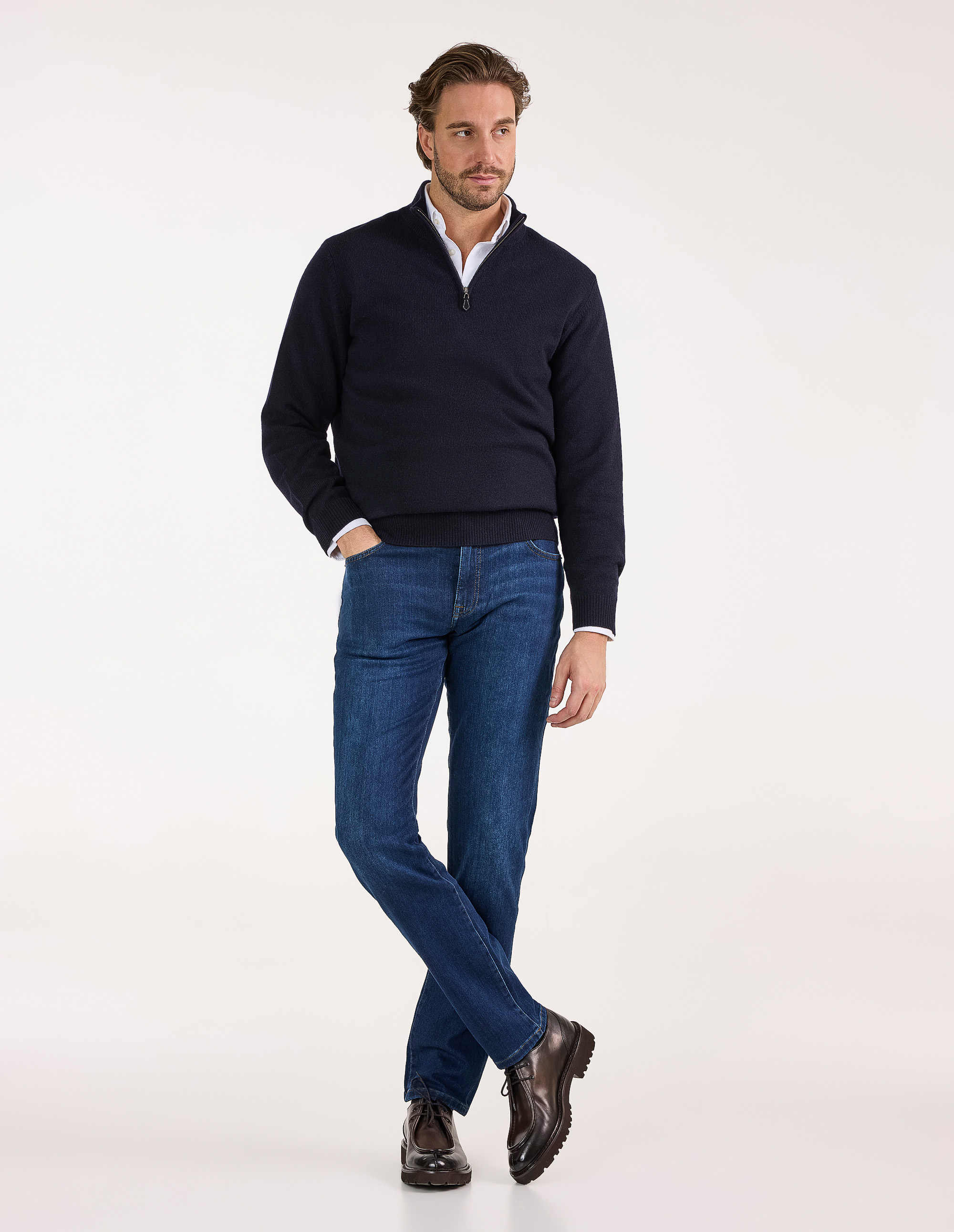 Sutherland Half Zip Lammull Navy