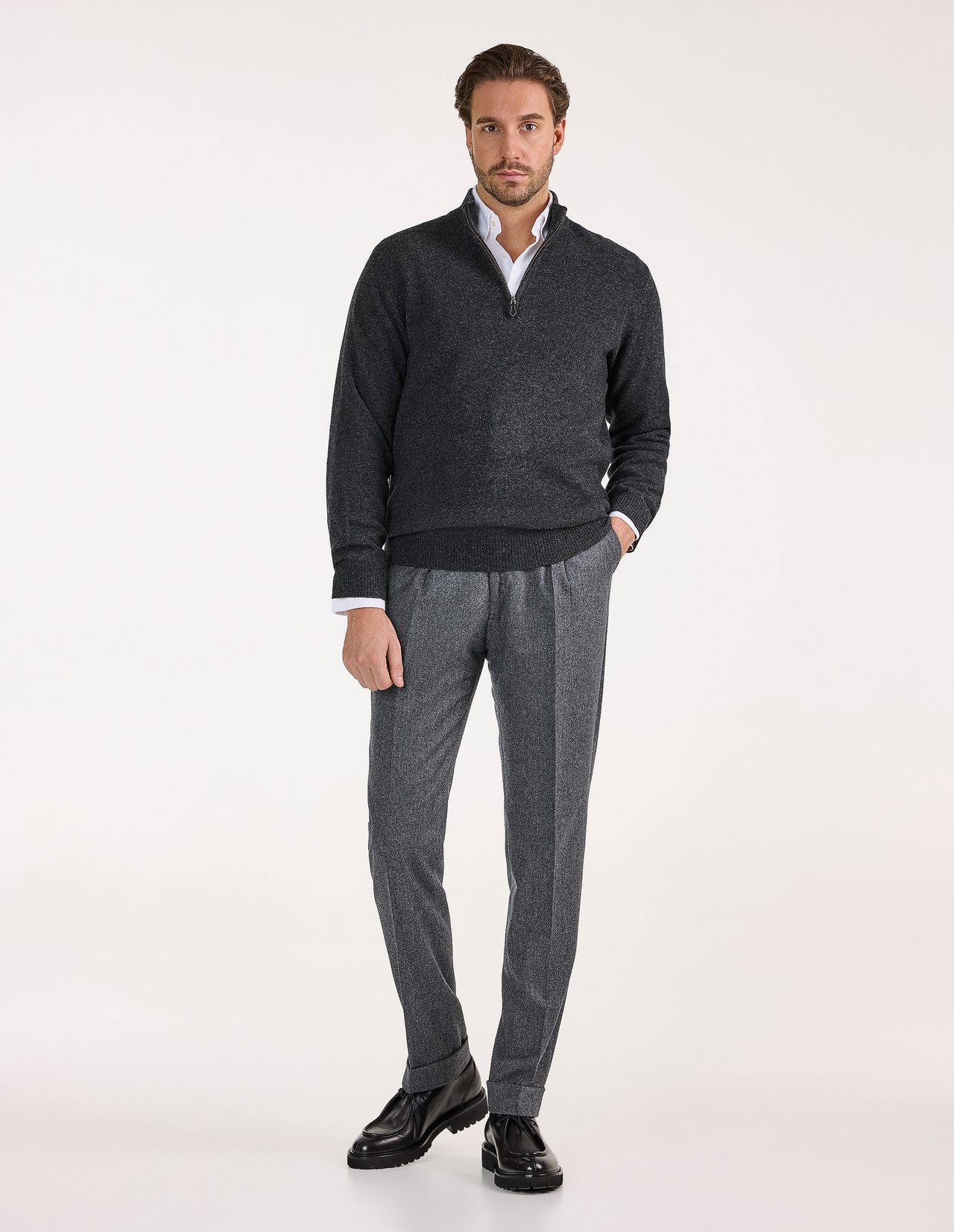 Sutherland Half Zip Lammull Mörkgrå 54