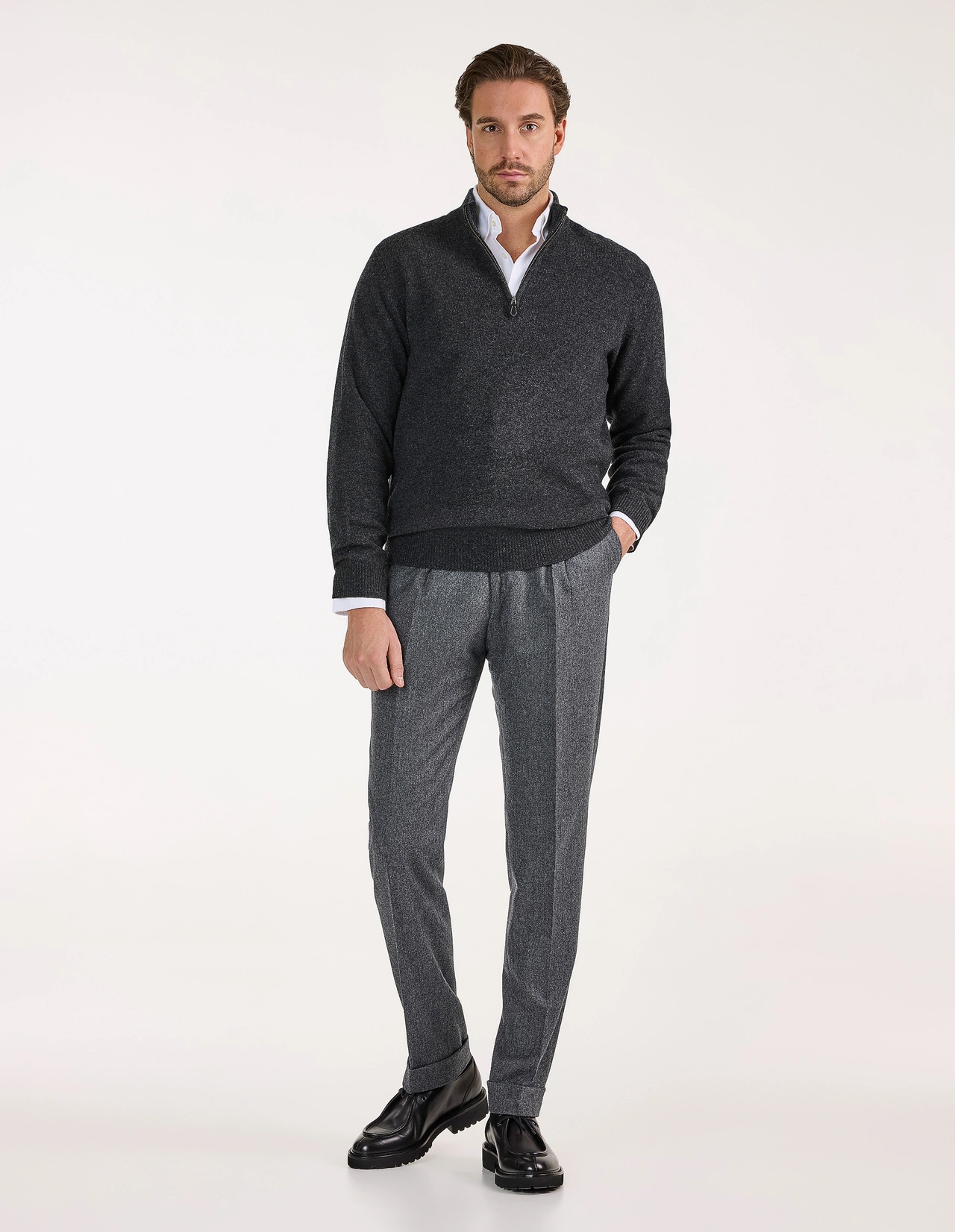 Sutherland Half Zip Lammull Mörkgrå 58