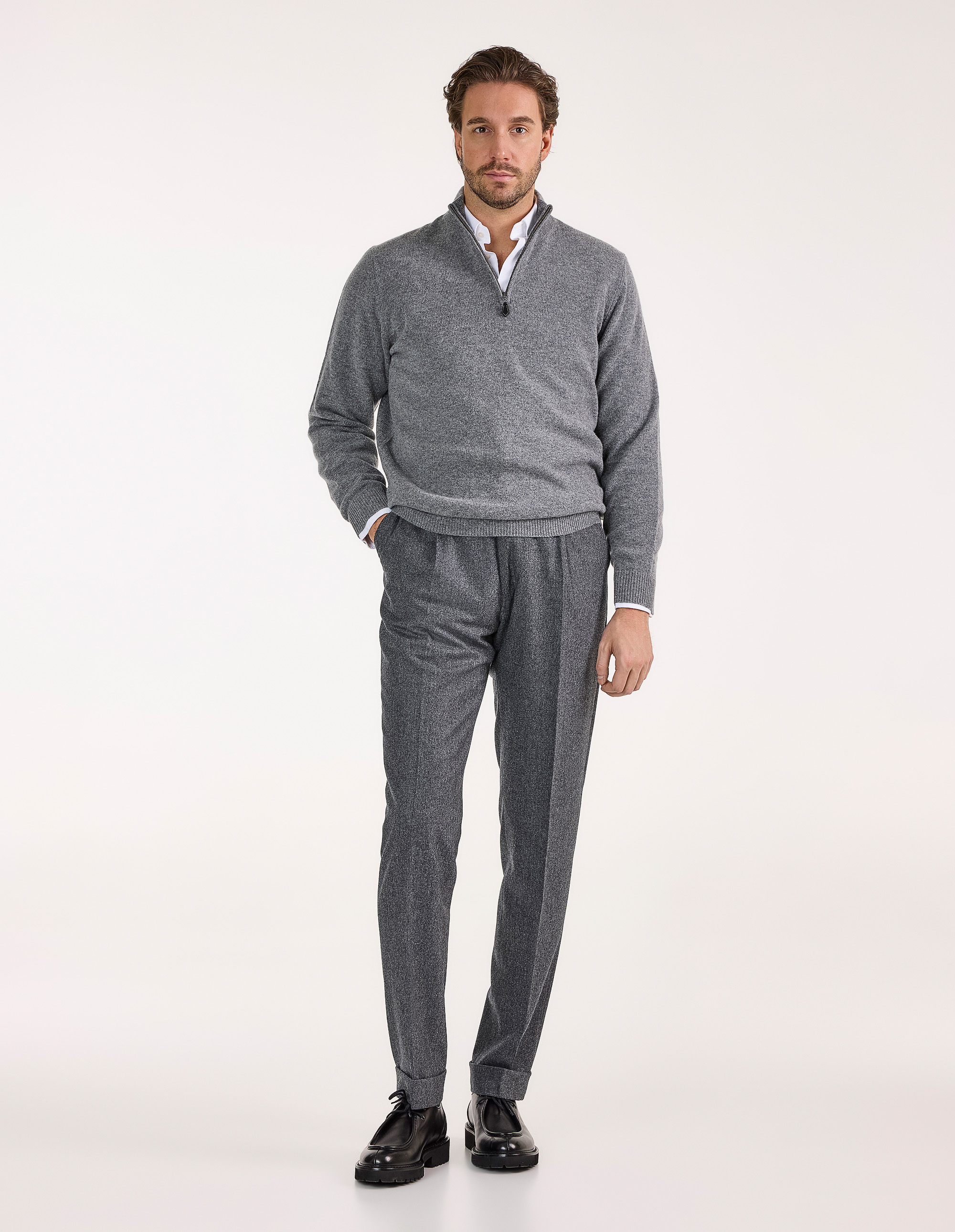 Sutherland Half Zip Lammull Ljusgrå