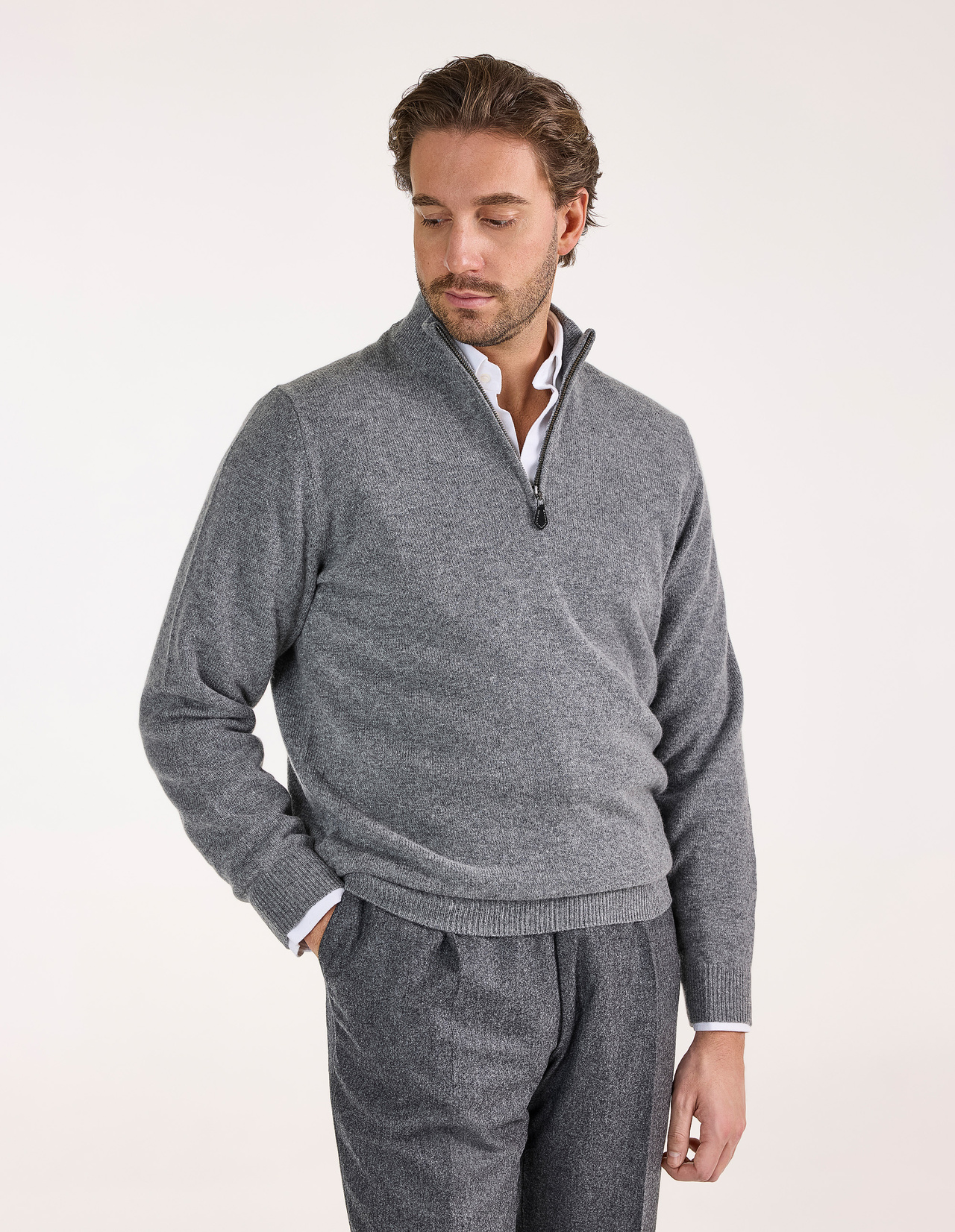 Sutherland Half Zip Lammull Ljusgrå 54
