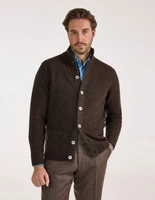 Landford Cardigan Lammull Mörkbrun