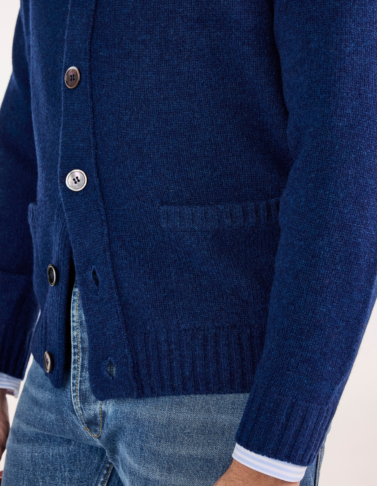 Landford Cardigan Lammull Mörkblå 56