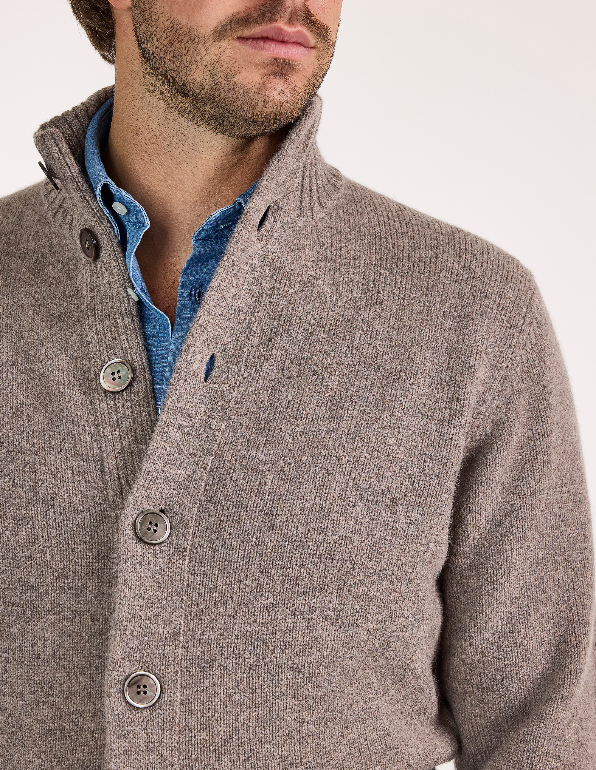 Landford Cardigan Lammull Gråbeige