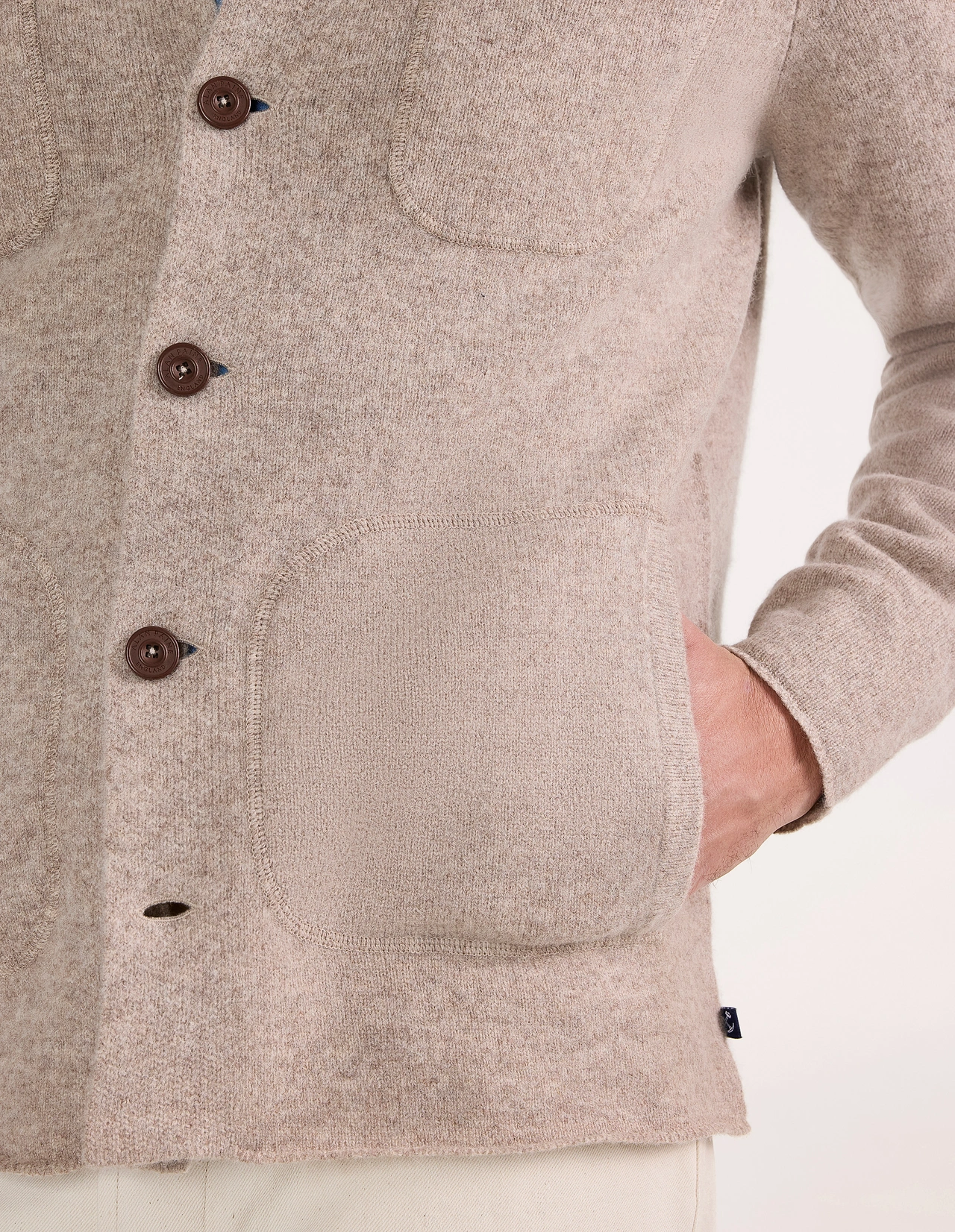 Ferndale Stickad Overshirt Ull Beige