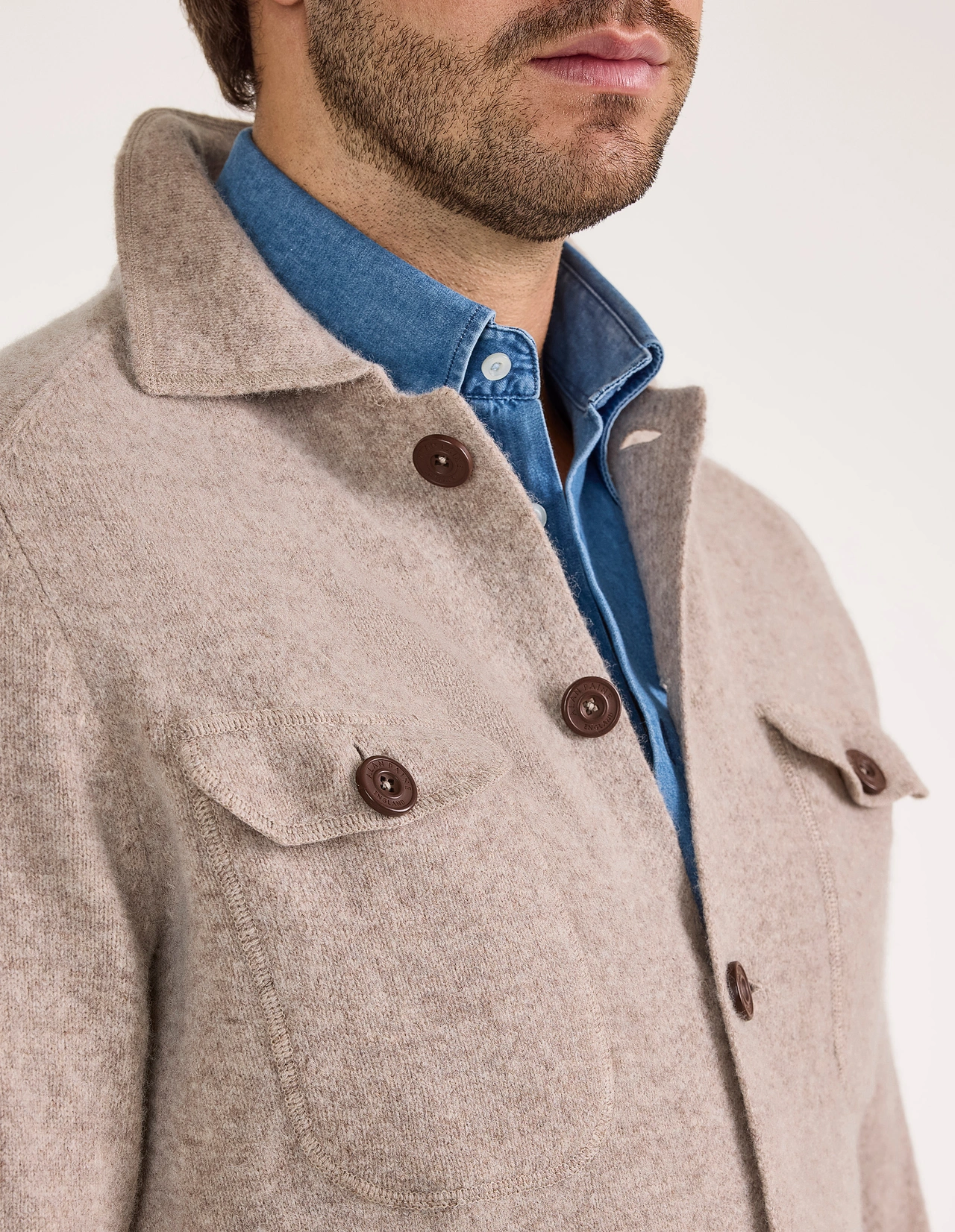 Ferndale Stickad Overshirt Ull Beige