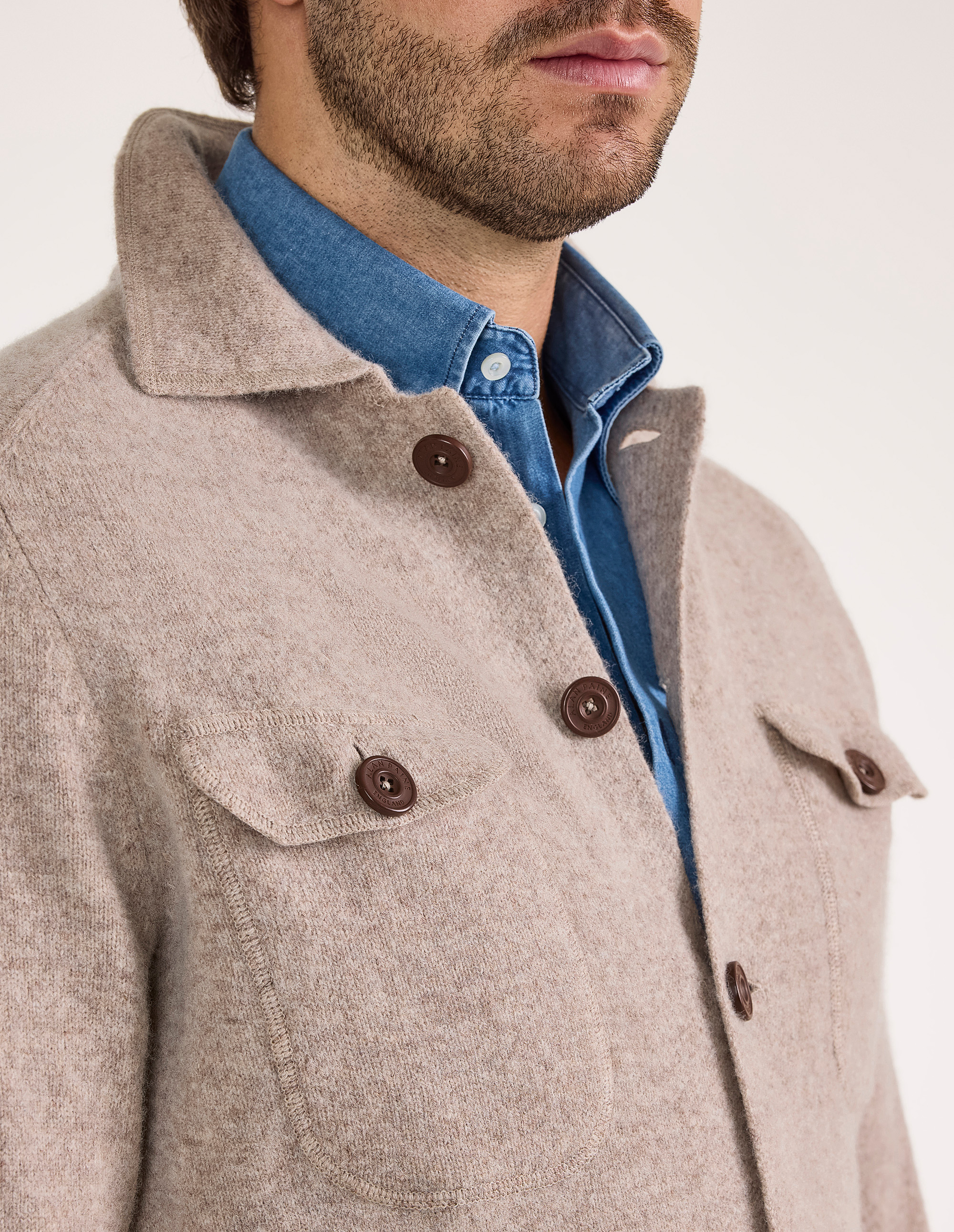 Ferndale Stickad Overshirt Ull Beige