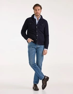 Ferndale Stickad Overshirt Ull Navy