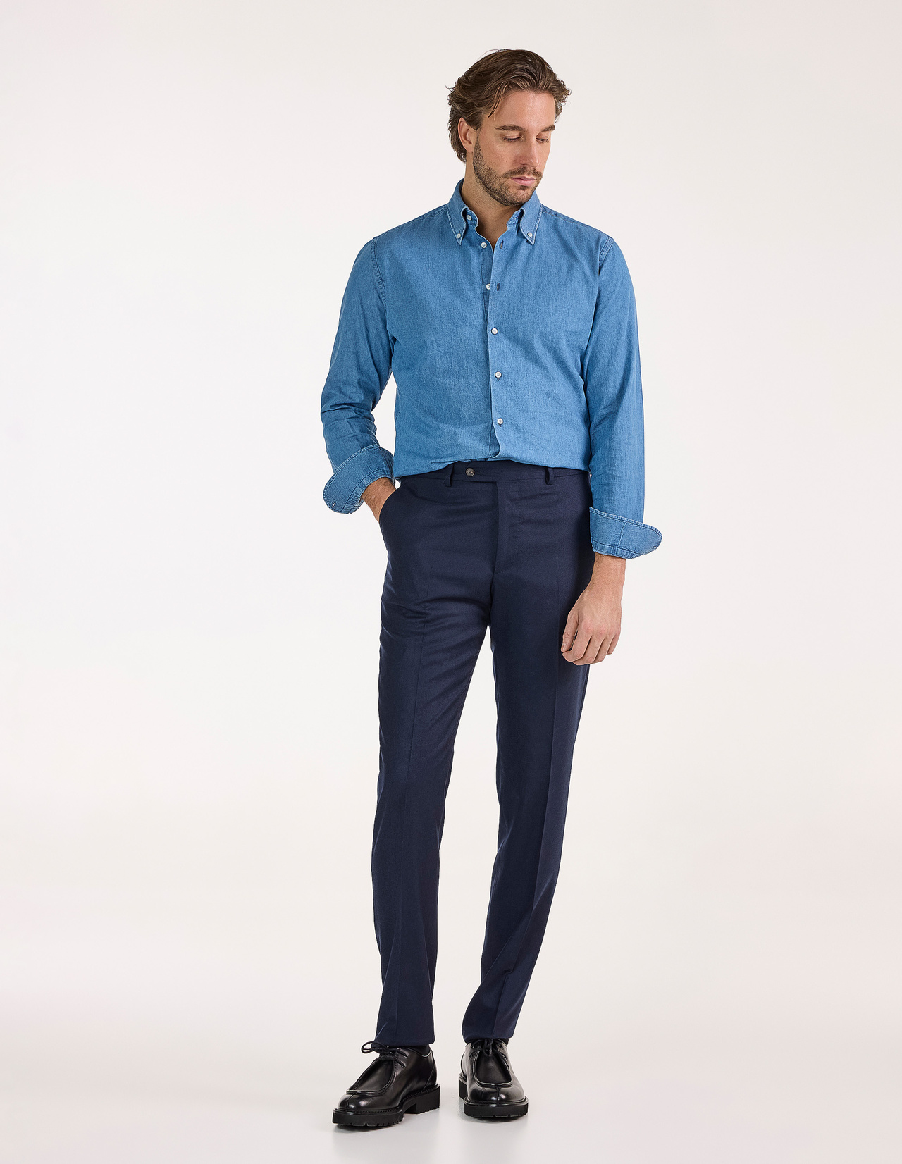 Davide Byxa Flanell Navy