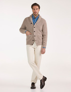 Unsworth Cardigan Lammull Ljusbeige