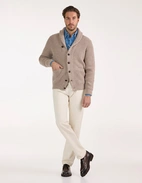 Unsworth Cardigan Lammull Ljusbeige