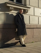 Sartorial Raglan Rock Fiskbensmönstrad Grå 48