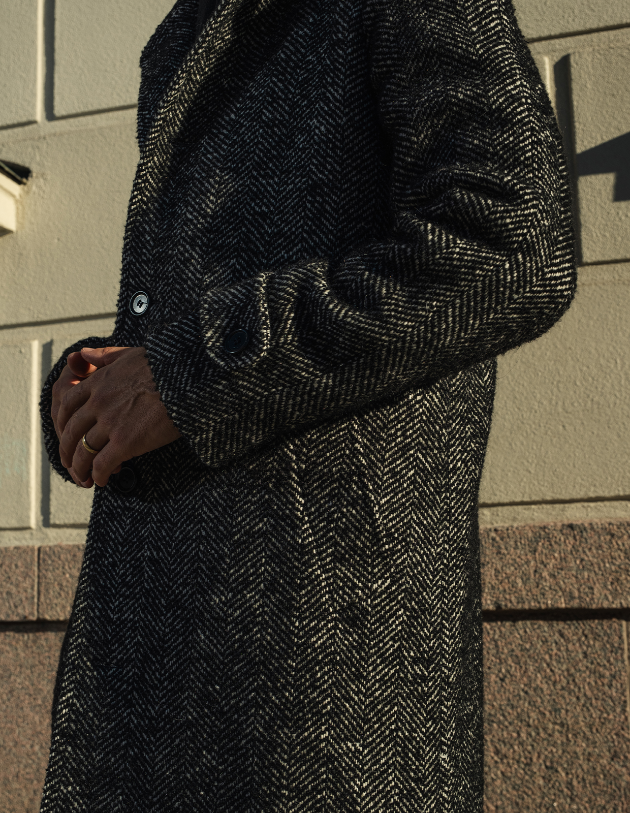 Sartorial Raglan Rock Fiskbensmönstrad Grå 48