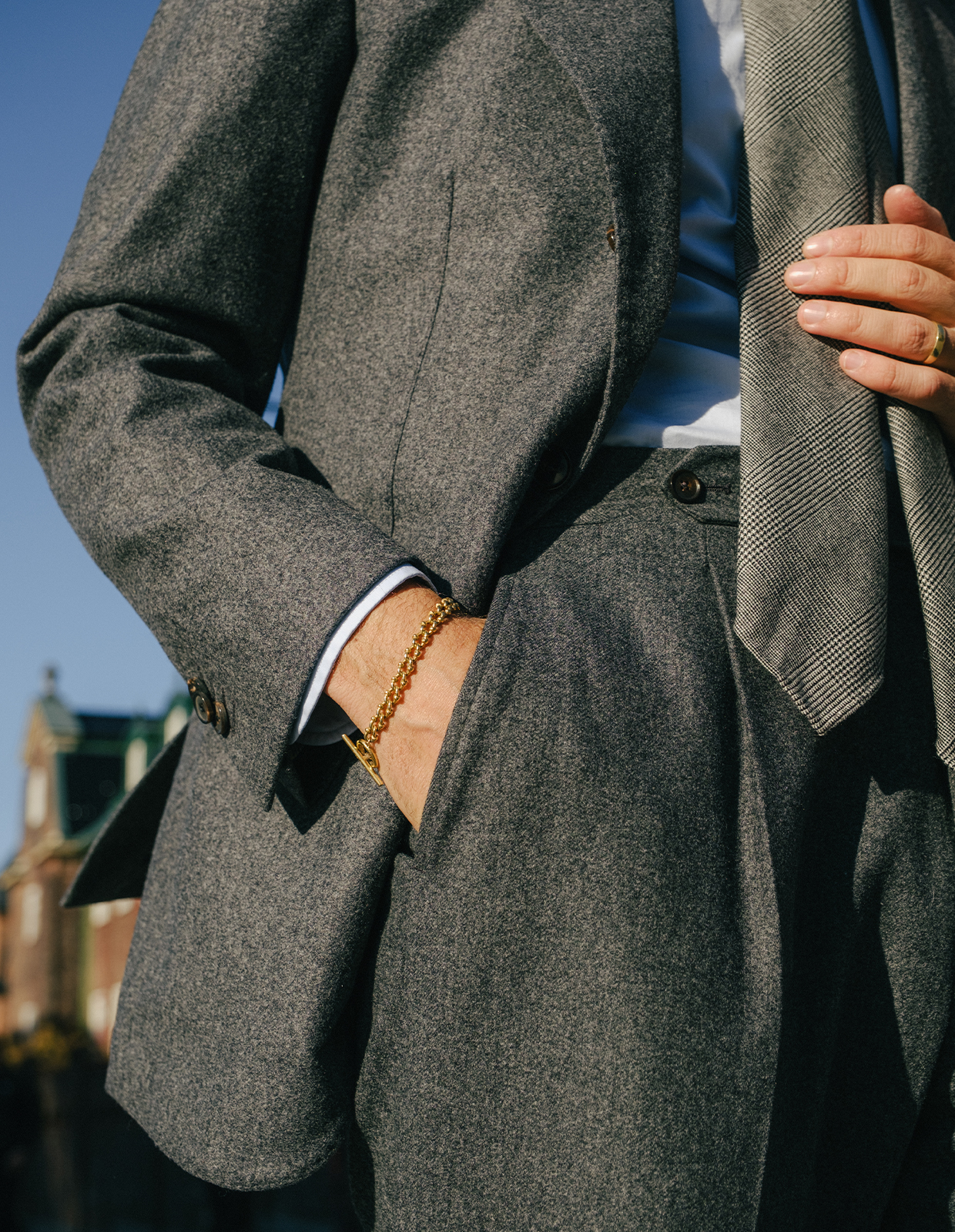 Sartorial Trouser Flanell Grå Stl 46