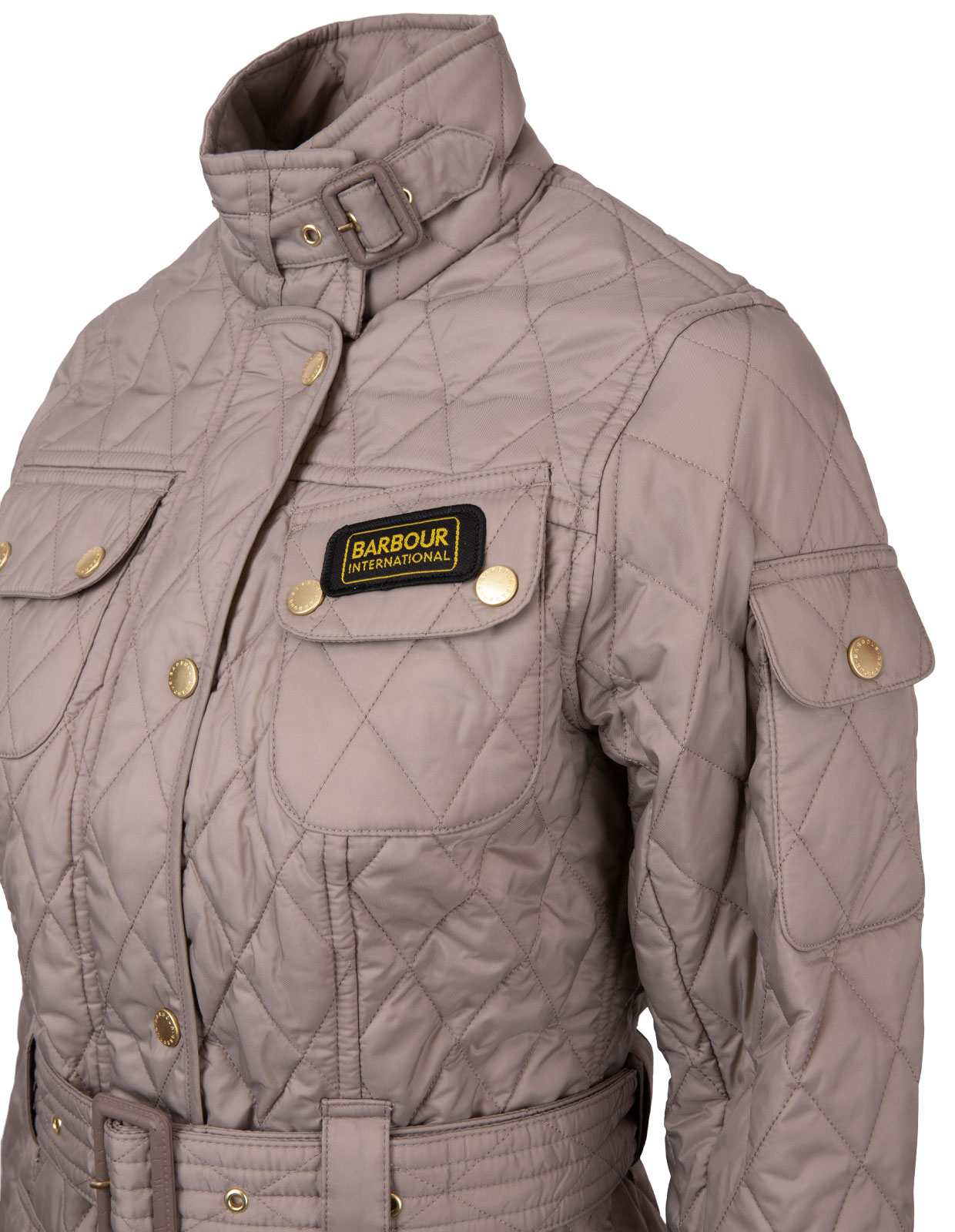 Barbour International Quilted Jacket Taupe/Pearl Stl 6
