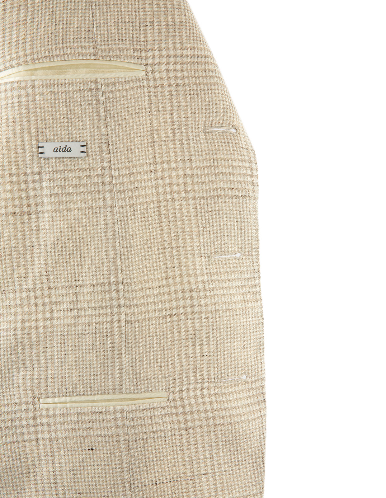 Aida Kavaj Linne Glencheckrutig Beige 48
