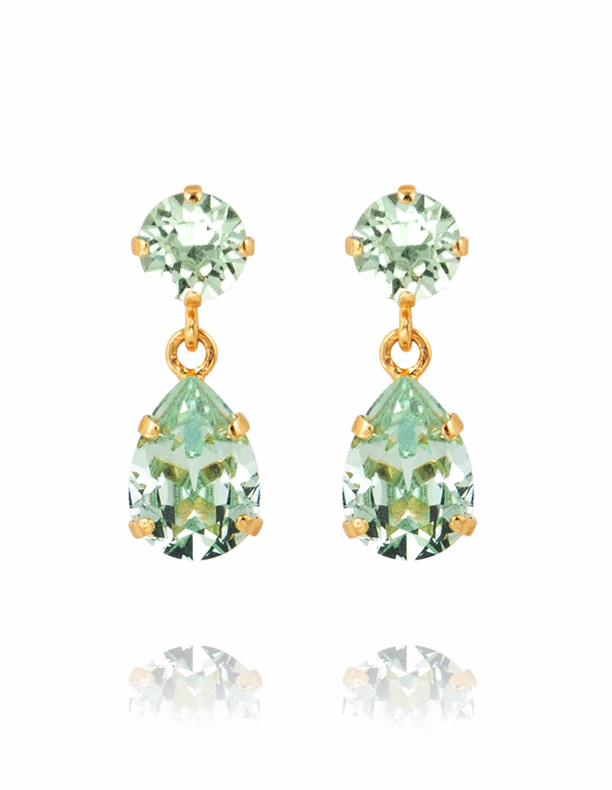 Mini Drop Earring Gold Ljusgrön