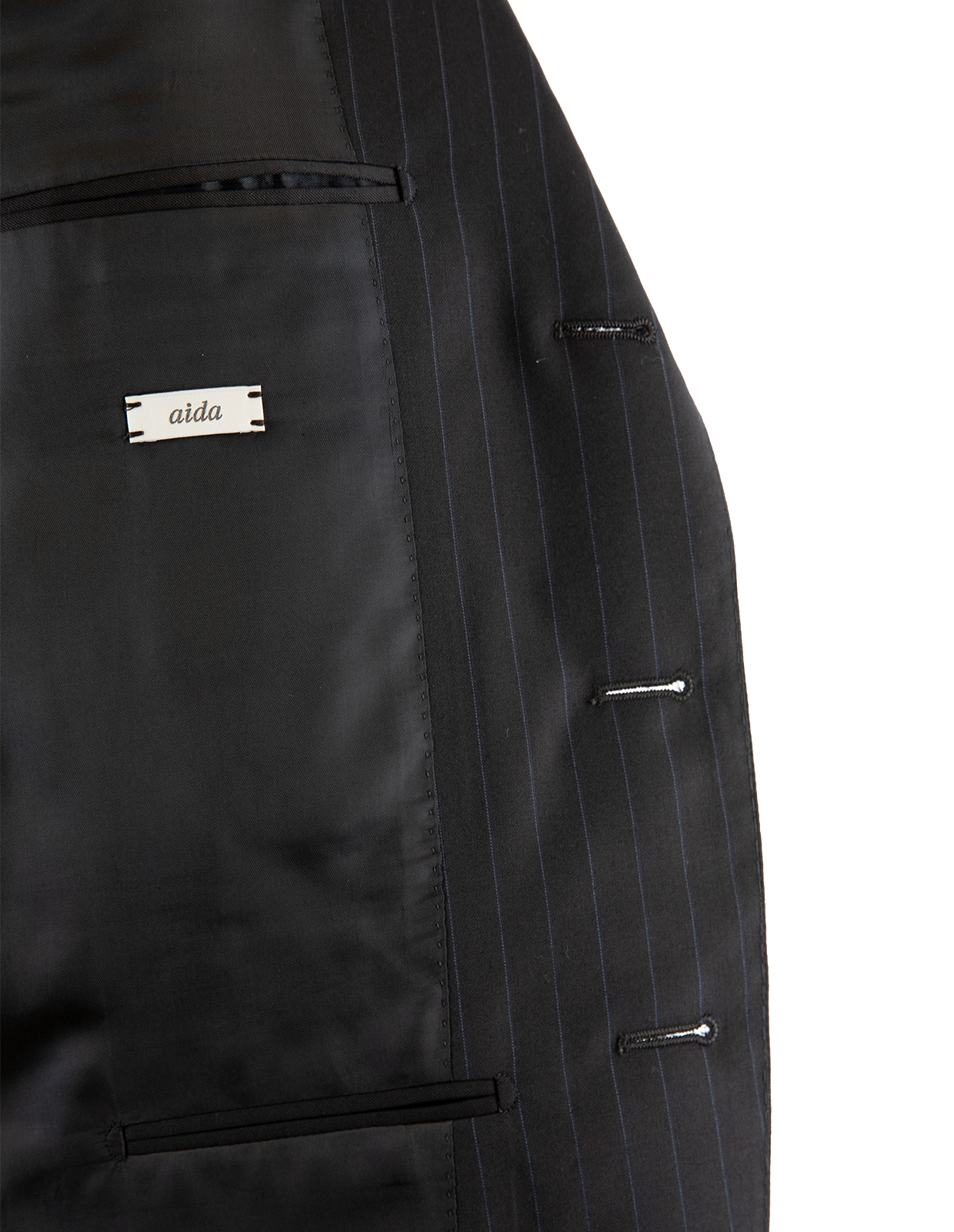 Aida Kostym Ull Kritstrecksrandig Navy