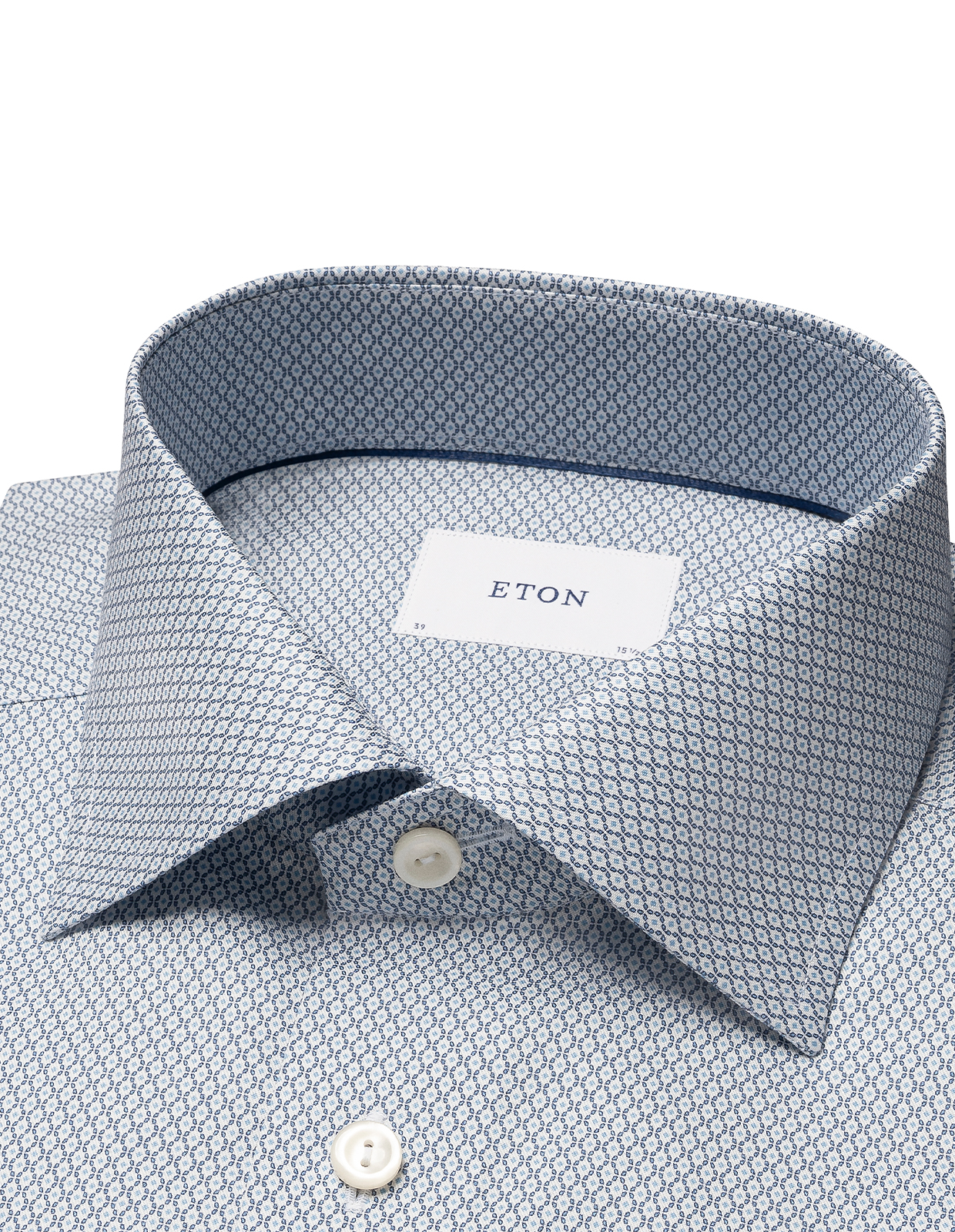 Slim Fit Skjorta Bomull Mikroprint Ljusblå