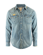 Skjorta Denim Western Denimblå/Brodyr XL
