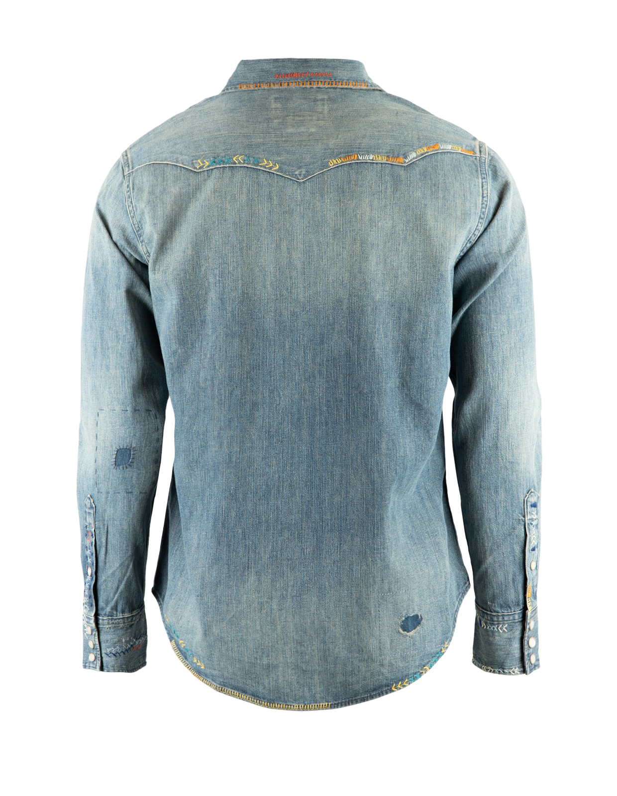 Skjorta Denim Western Denimblå/Brodyr